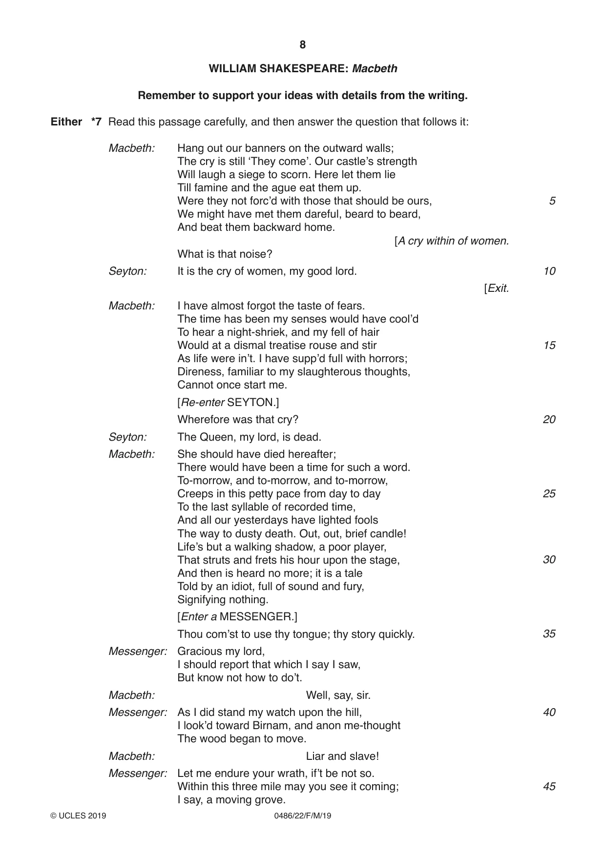 Cambridge IGCSE English - Literature 0486 2019 Feb/March Paper 2 · Variant 2 question paper, page 8 of 12