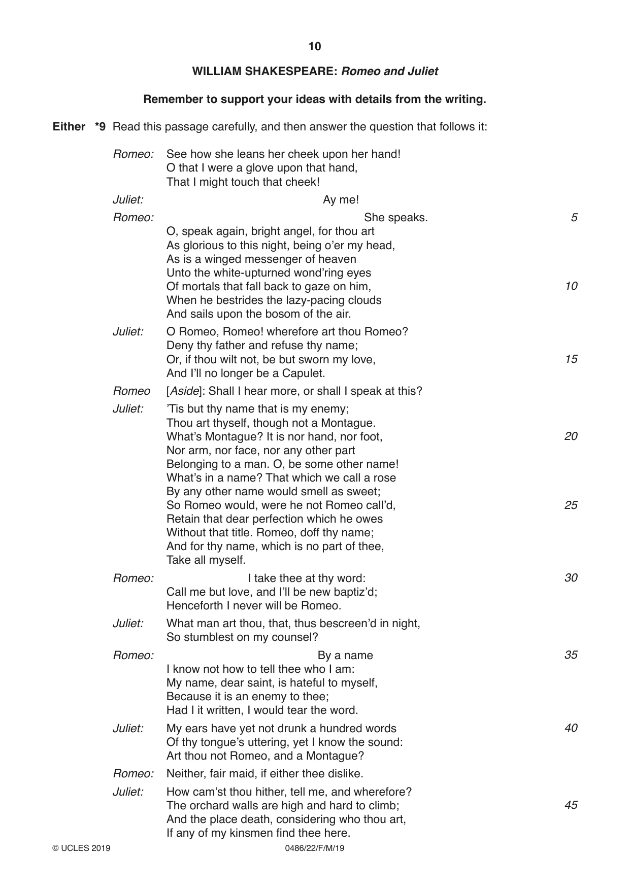 Cambridge IGCSE English - Literature 0486 2019 Feb/March Paper 2 · Variant 2 question paper, page 10 of 12