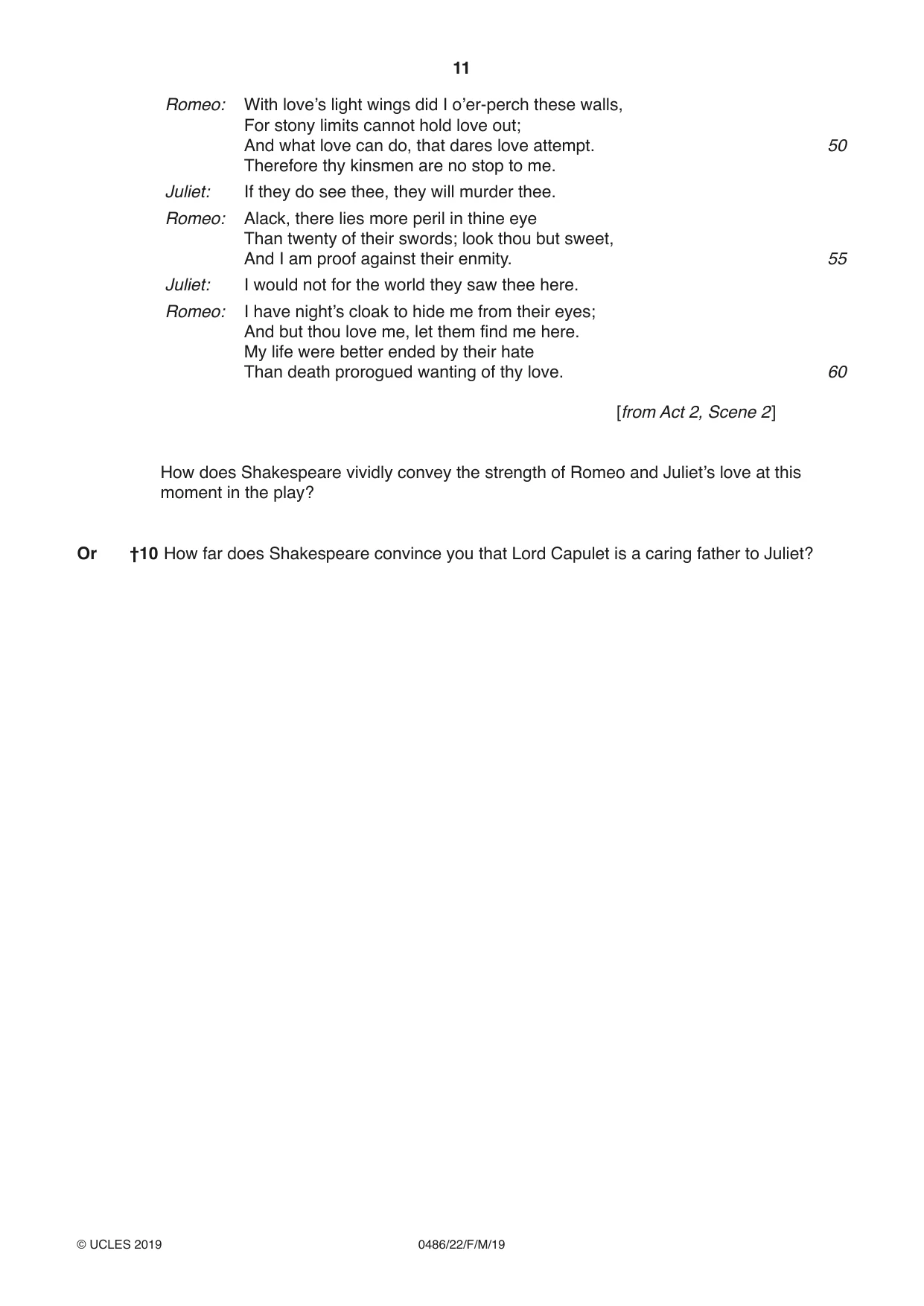 Cambridge IGCSE English - Literature 0486 2019 Feb/March Paper 2 · Variant 2 question paper, page 11 of 12
