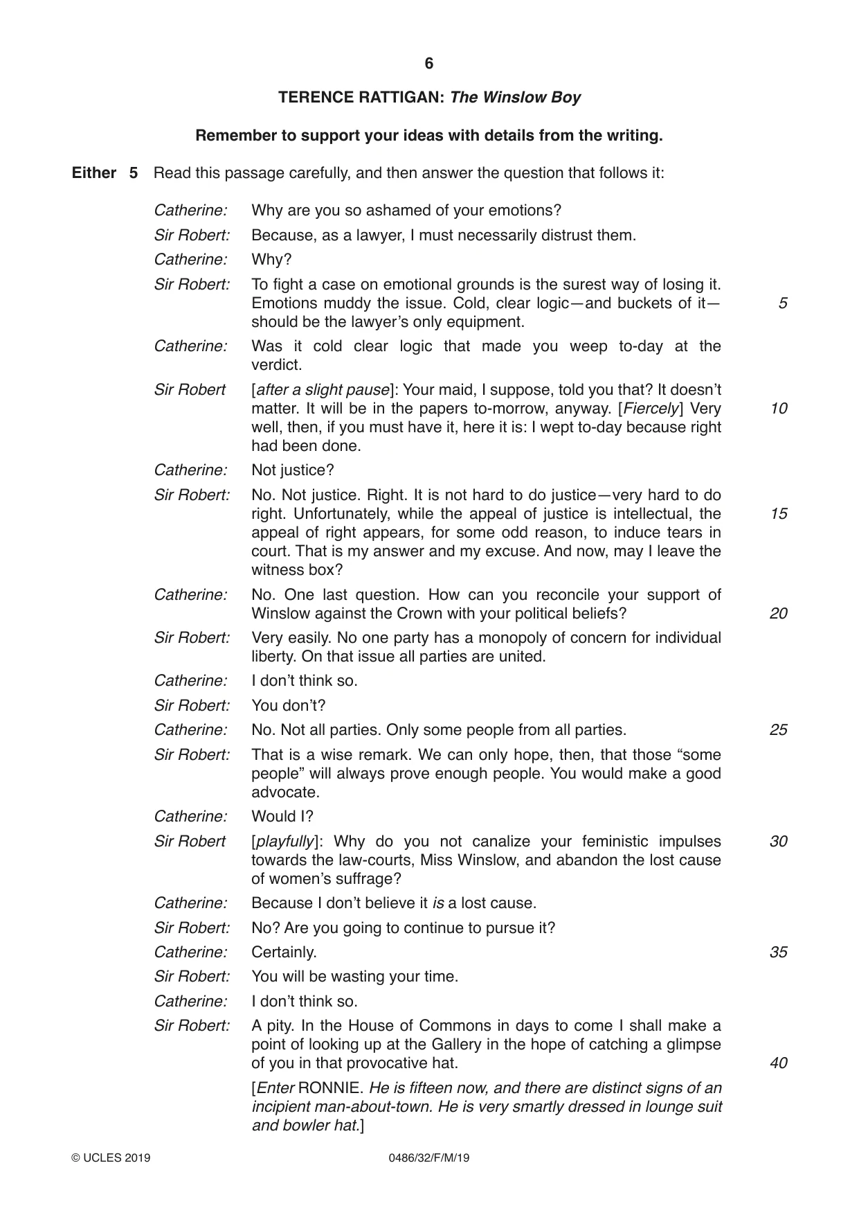Cambridge IGCSE English - Literature 0486 2019 Feb/March Paper 3 · Variant 2 question paper, page 6 of 12