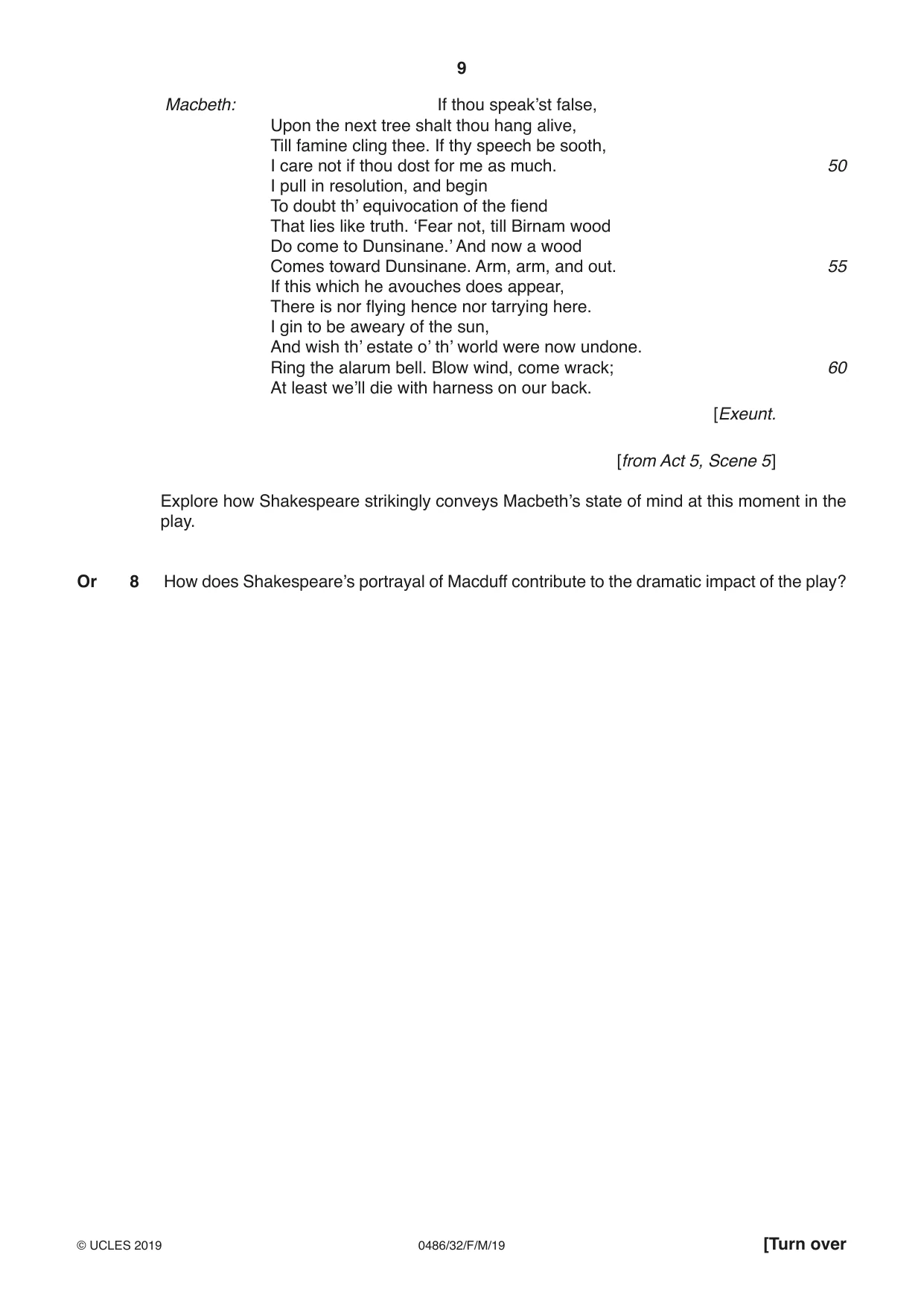 Cambridge IGCSE English - Literature 0486 2019 Feb/March Paper 3 · Variant 2 question paper, page 9 of 12