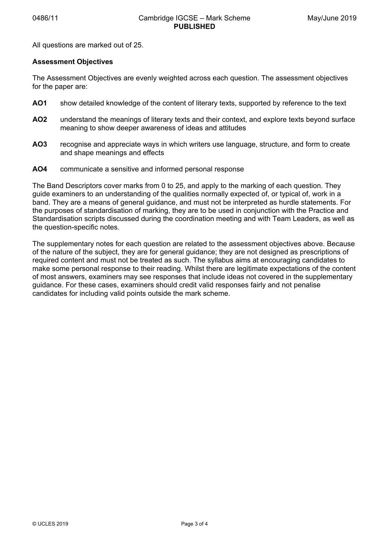 Mark scheme, page 3 of 4