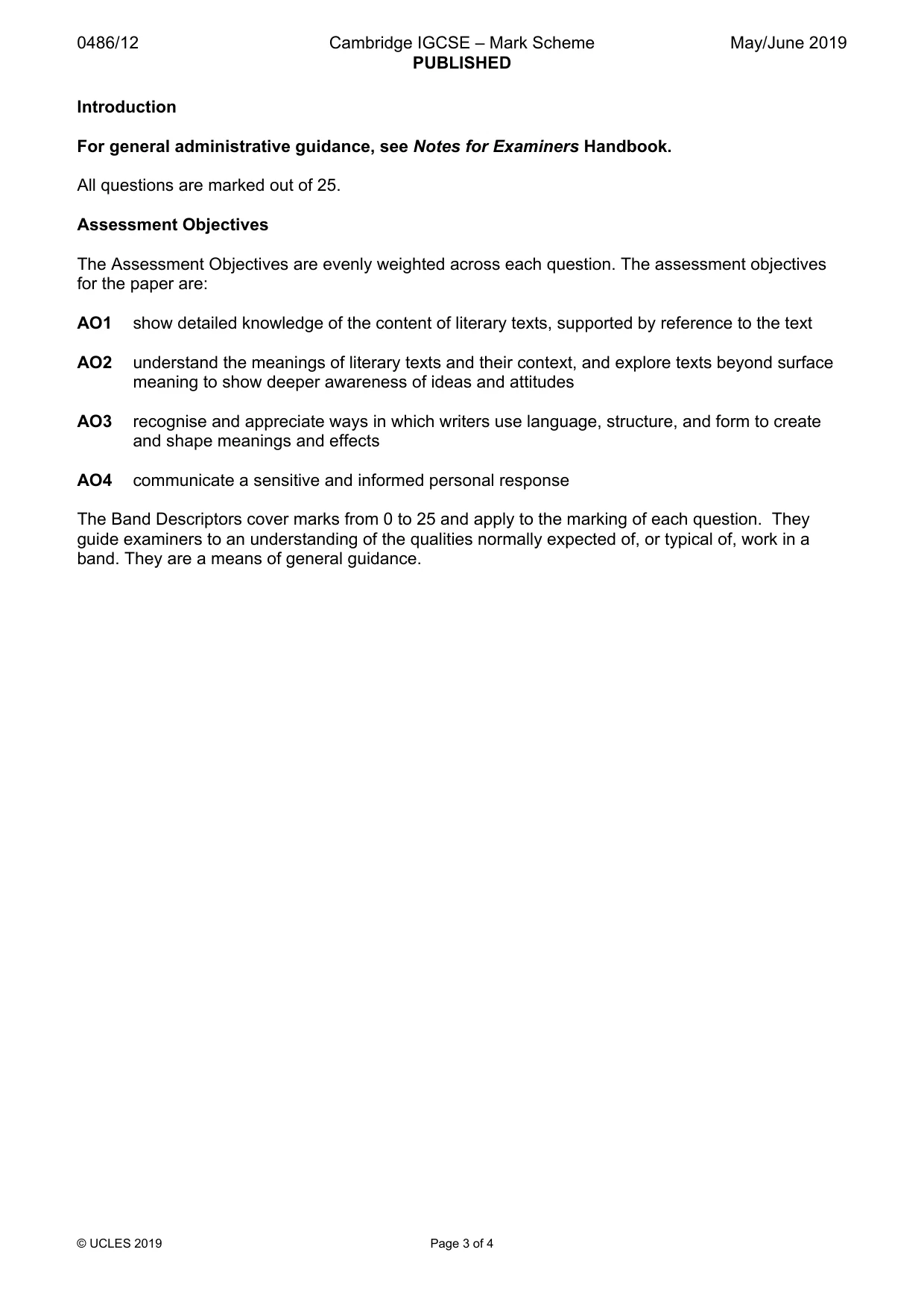 Mark scheme, page 3 of 4