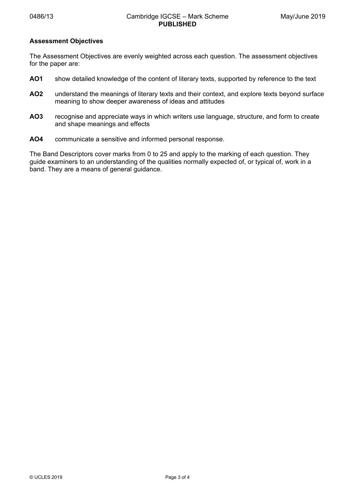 Mark scheme, page 3 of 4