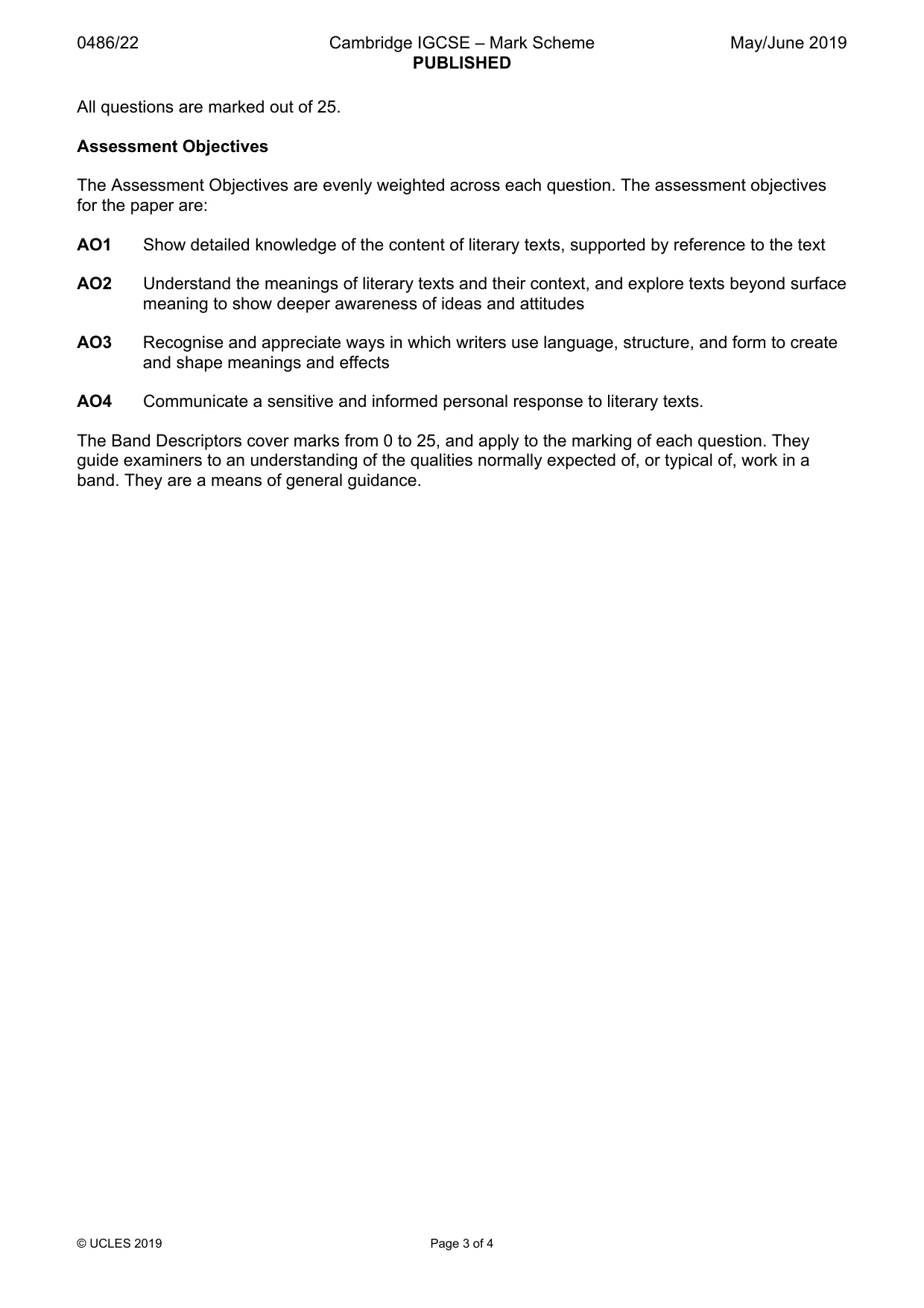 Mark scheme, page 3 of 4