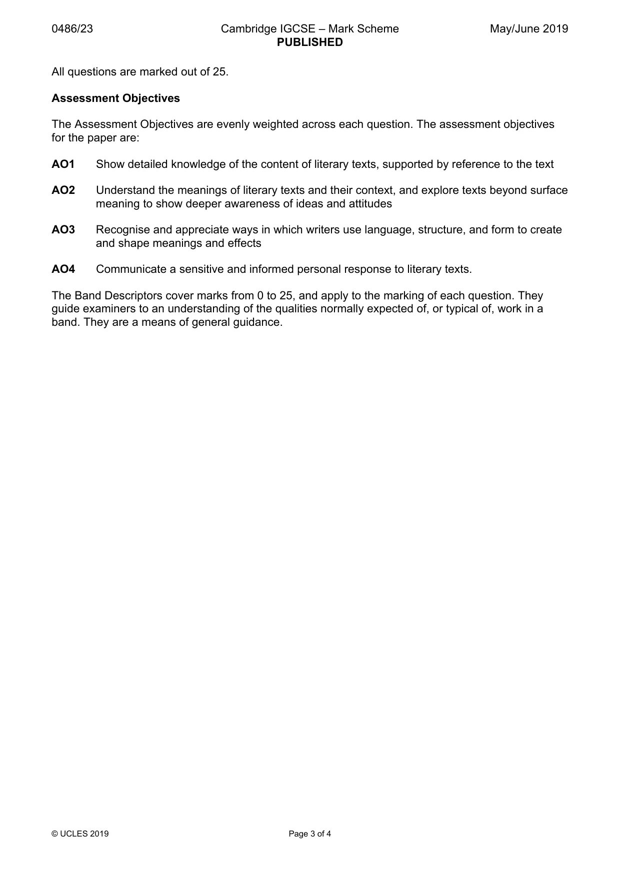 Mark scheme, page 3 of 4