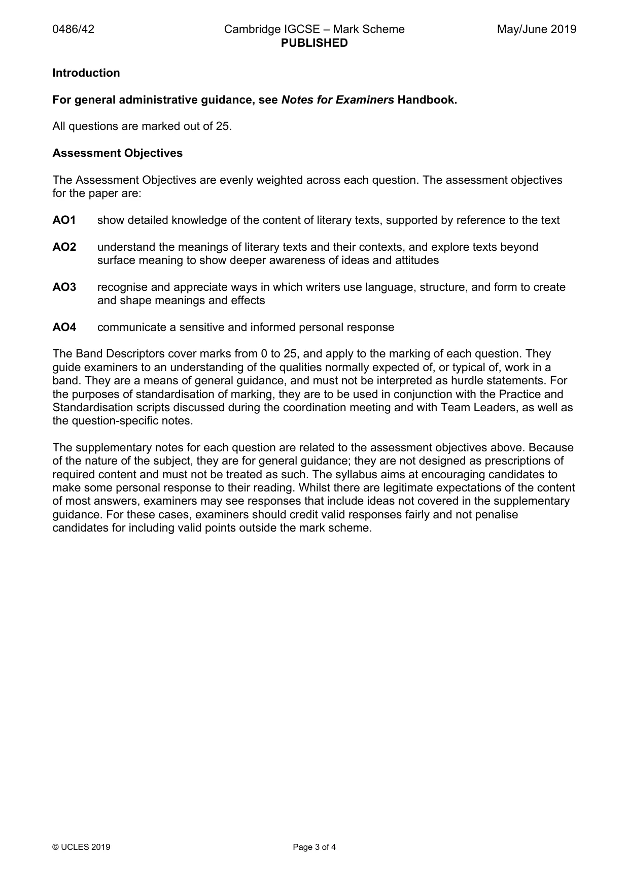 Mark scheme, page 3 of 4