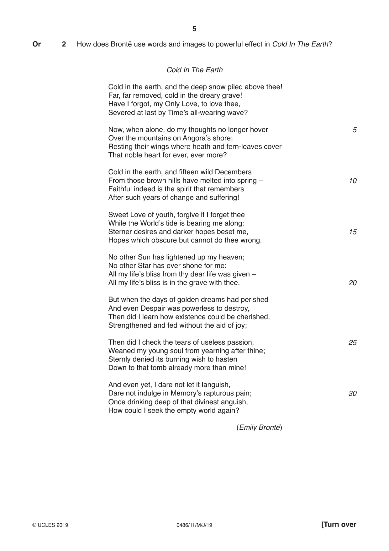 Cambridge IGCSE English - Literature 0486 2019 May/June Paper 1 · Variant 1 question paper, page 5 of 28