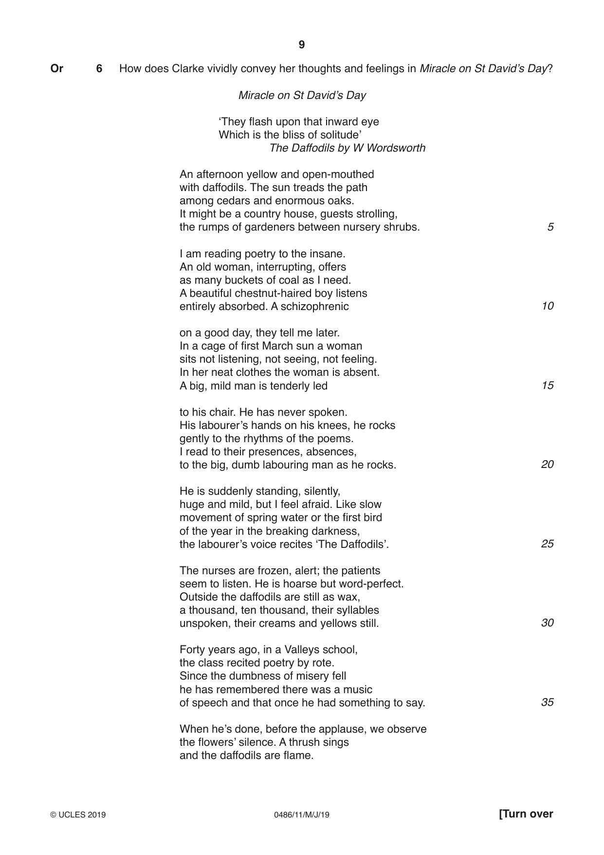 Cambridge IGCSE English - Literature 0486 2019 May/June Paper 1 · Variant 1 question paper, page 9 of 28
