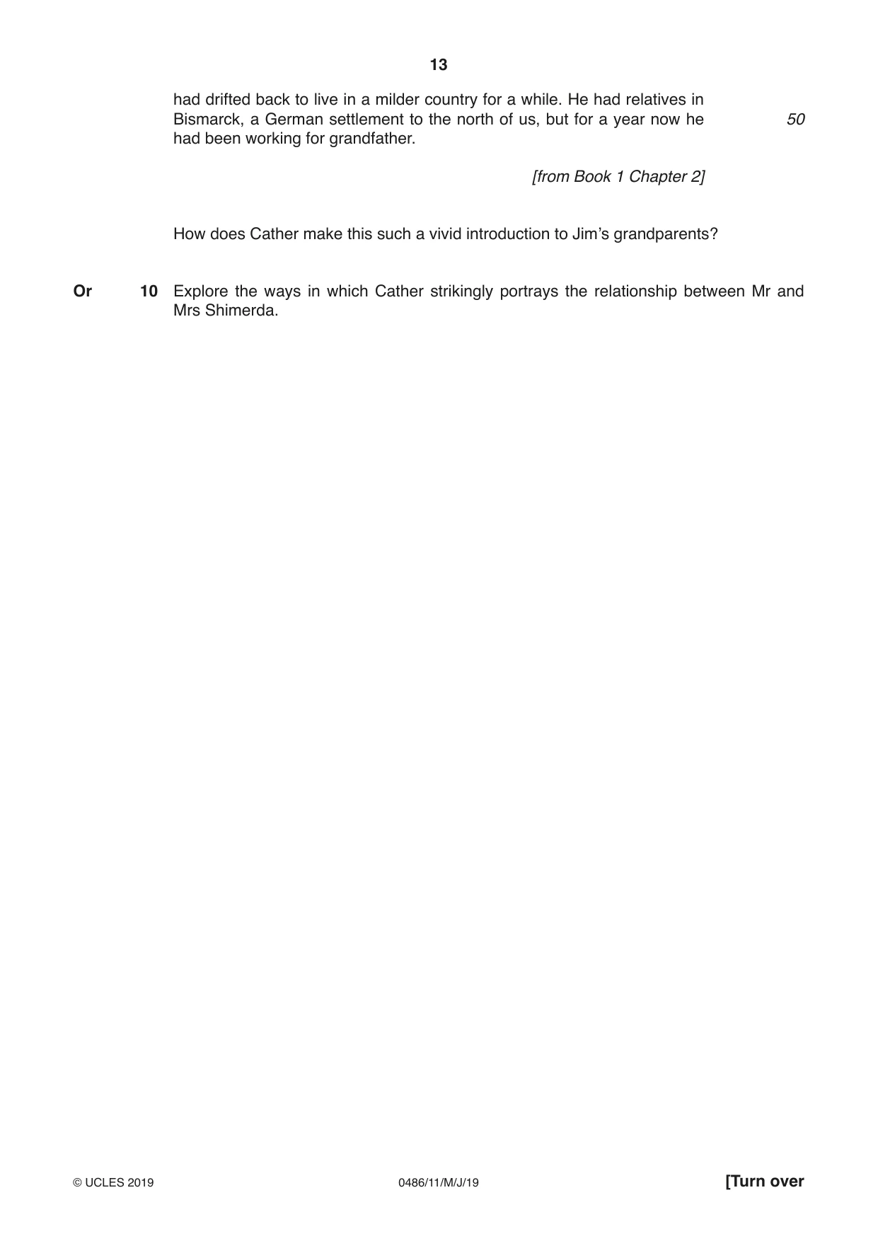 Cambridge IGCSE English - Literature 0486 2019 May/June Paper 1 · Variant 1 question paper, page 13 of 28