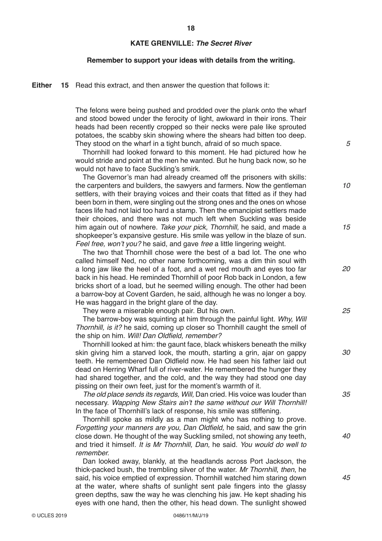 Cambridge IGCSE English - Literature 0486 2019 May/June Paper 1 · Variant 1 question paper, page 18 of 28