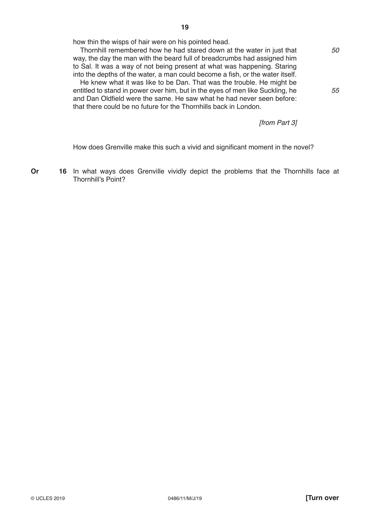 Cambridge IGCSE English - Literature 0486 2019 May/June Paper 1 · Variant 1 question paper, page 19 of 28
