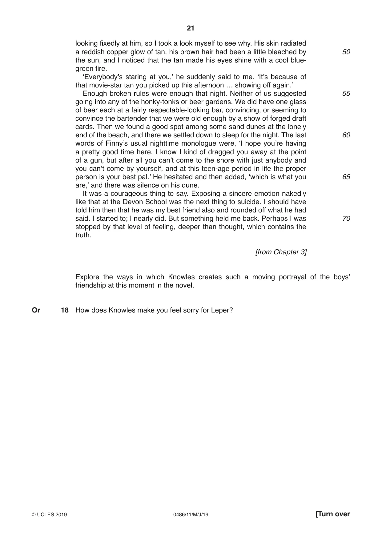 Cambridge IGCSE English - Literature 0486 2019 May/June Paper 1 · Variant 1 question paper, page 21 of 28