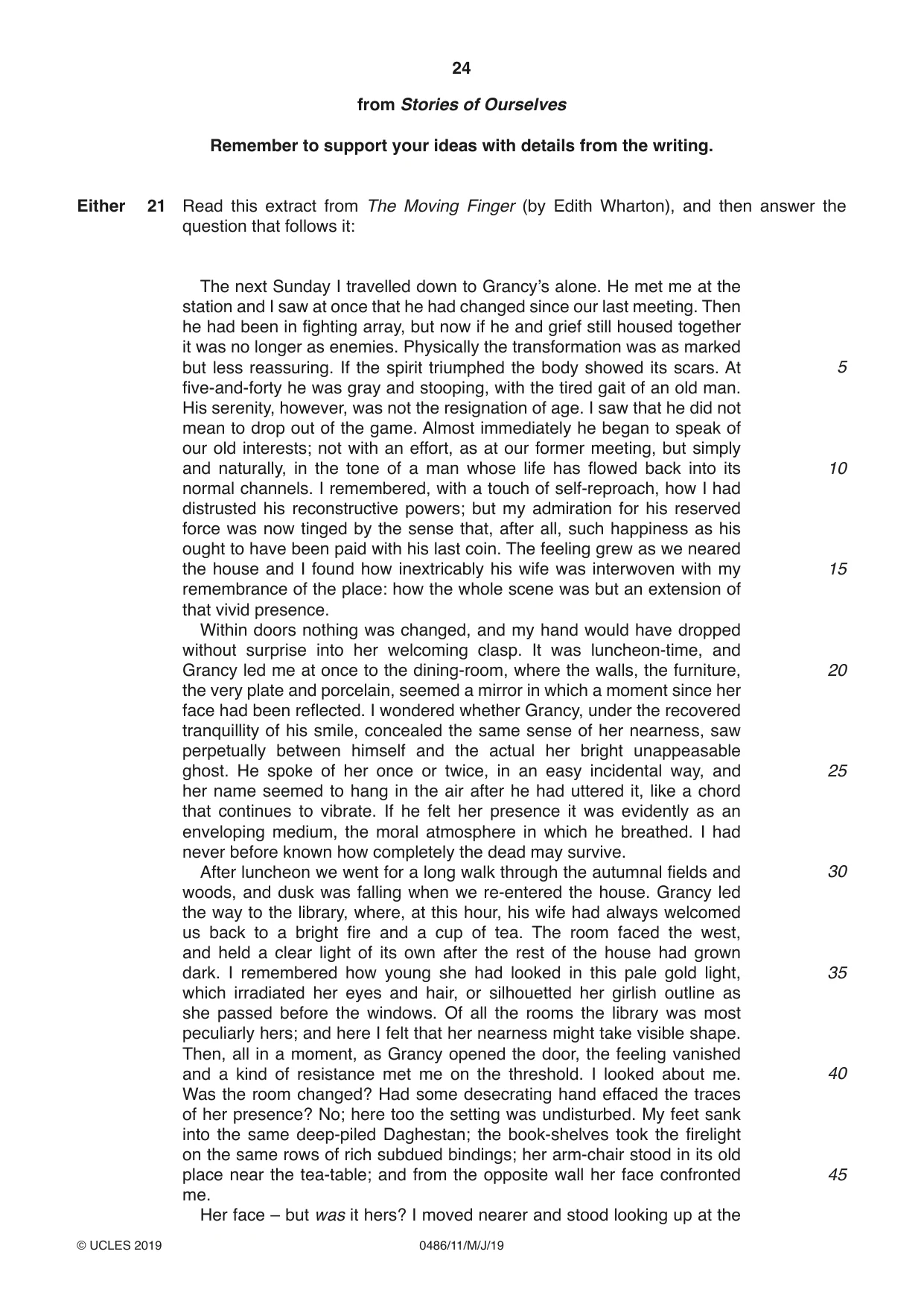 Cambridge IGCSE English - Literature 0486 2019 May/June Paper 1 · Variant 1 question paper, page 24 of 28