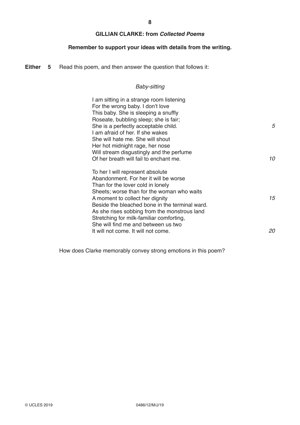 Cambridge IGCSE English - Literature 0486 2019 May/June Paper 1 · Variant 2 question paper, page 8 of 28