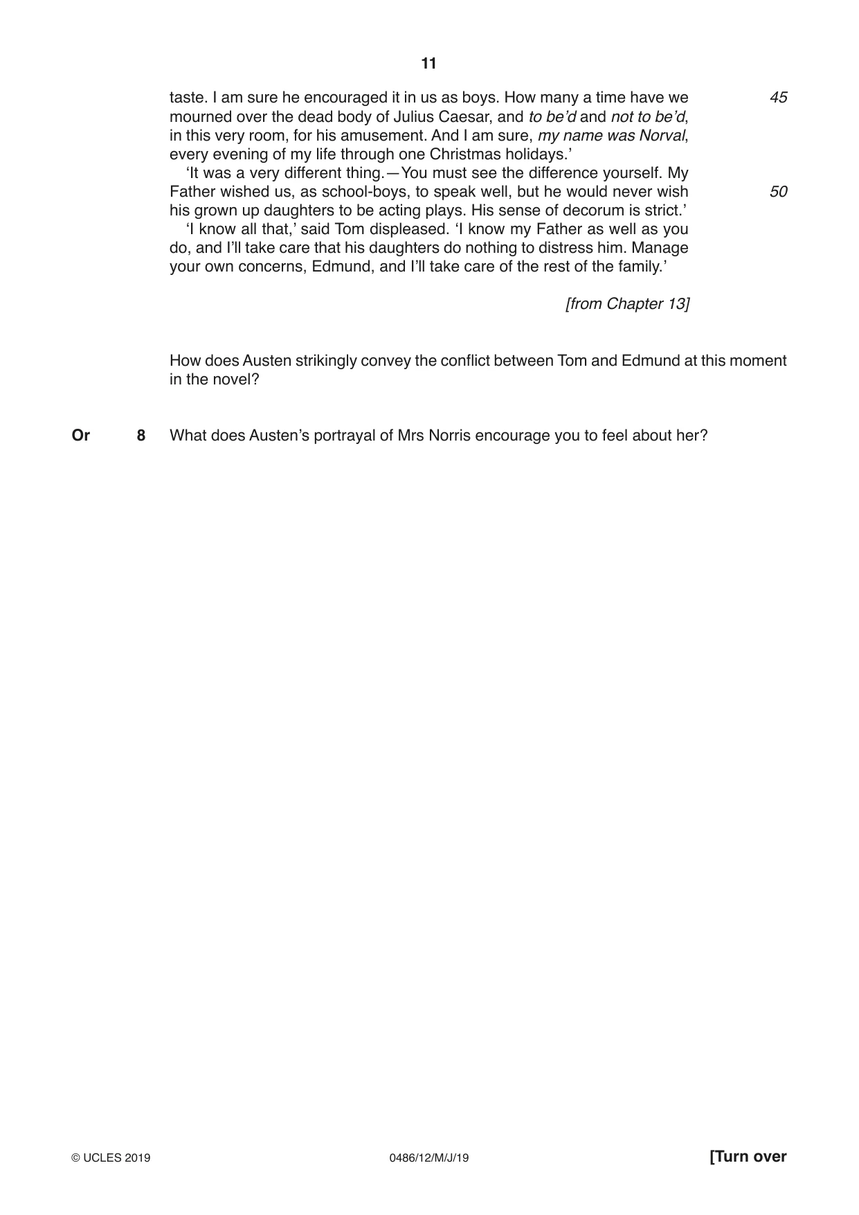 Cambridge IGCSE English - Literature 0486 2019 May/June Paper 1 · Variant 2 question paper, page 11 of 28