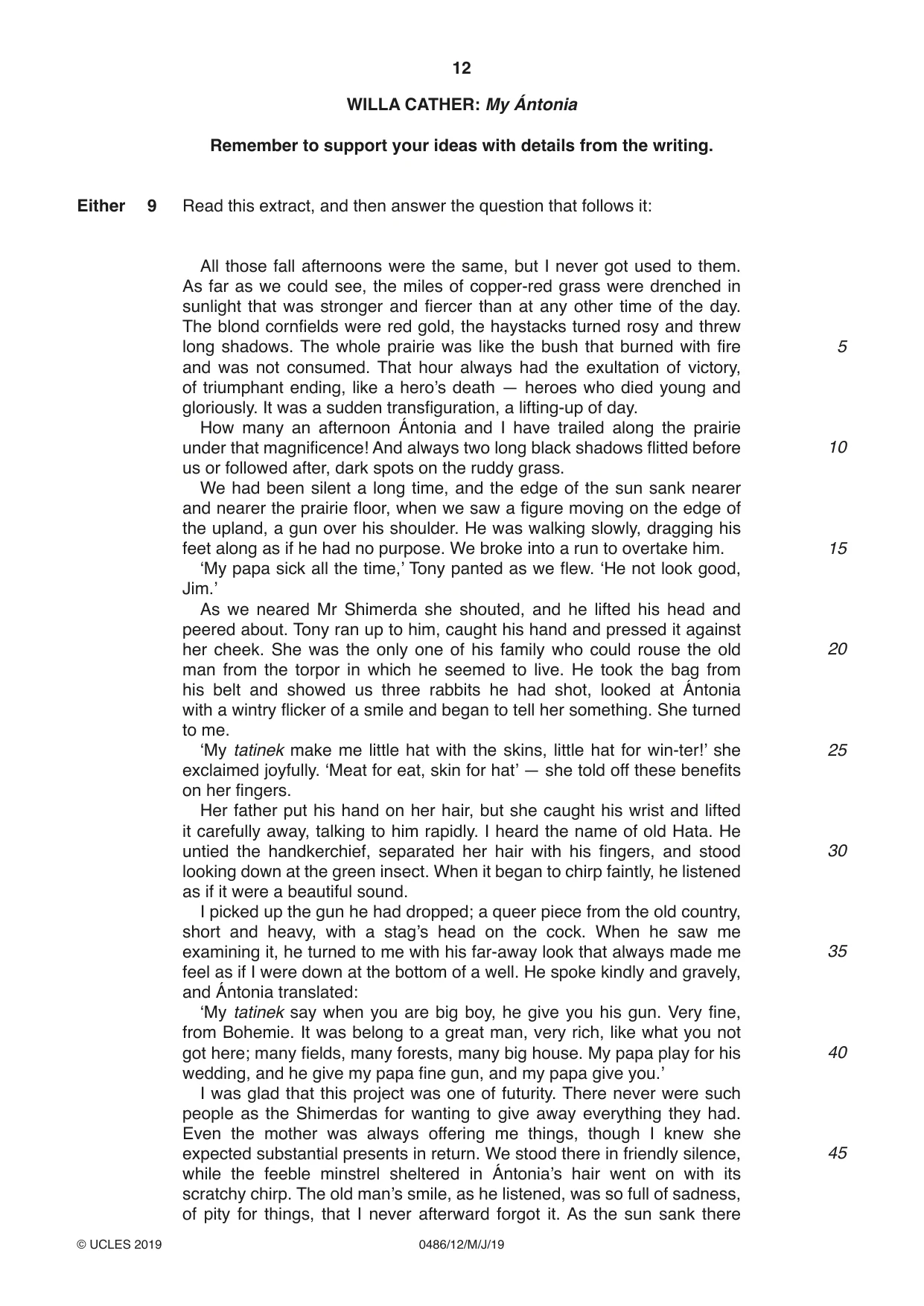 Cambridge IGCSE English - Literature 0486 2019 May/June Paper 1 · Variant 2 question paper, page 12 of 28