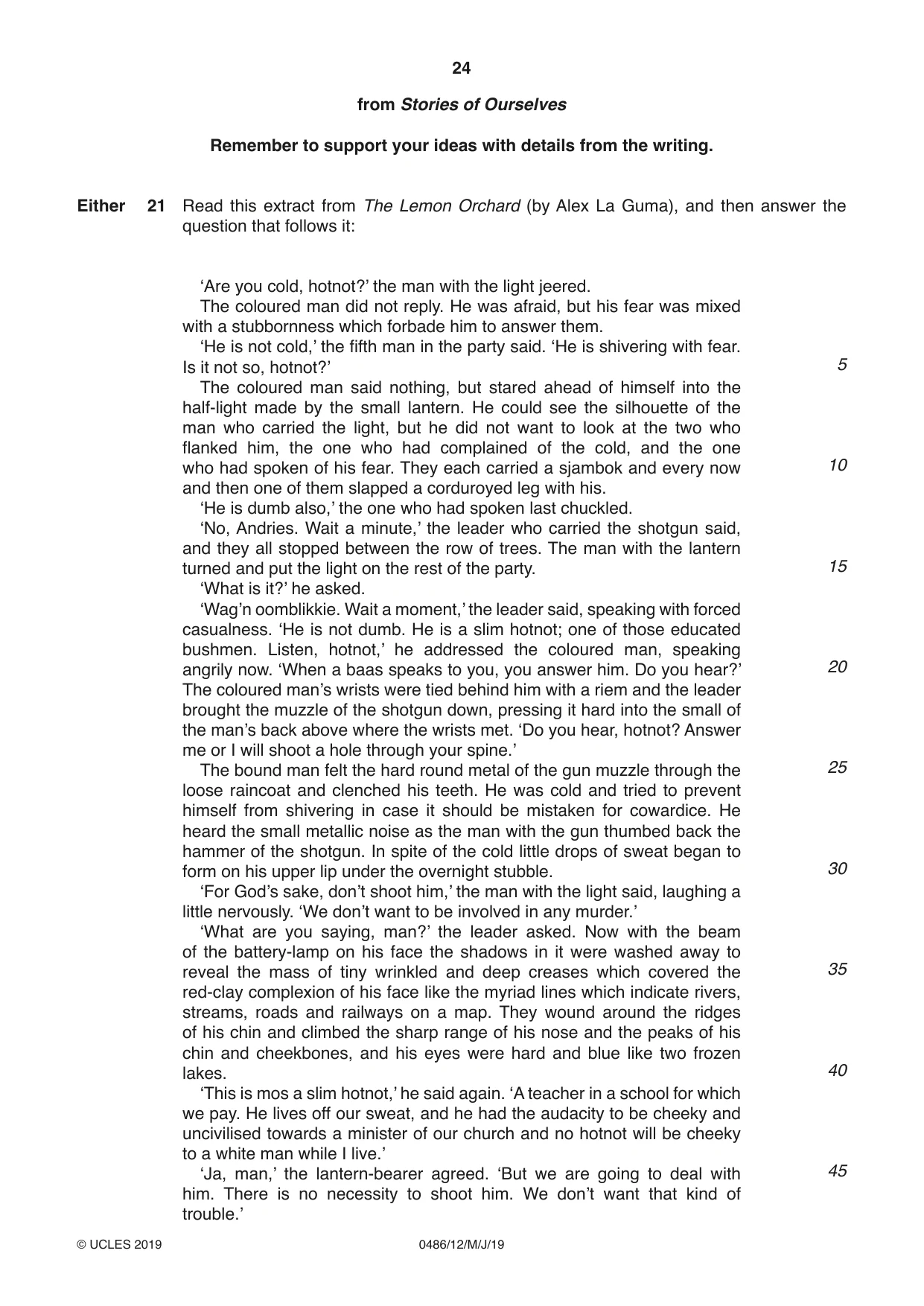 Cambridge IGCSE English - Literature 0486 2019 May/June Paper 1 · Variant 2 question paper, page 24 of 28