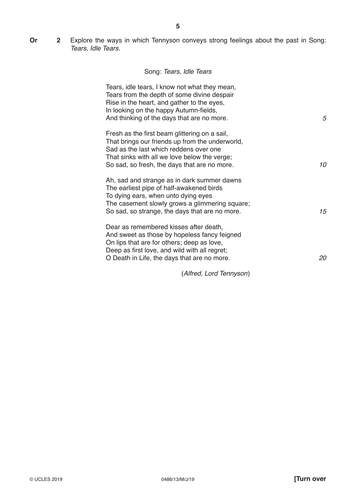 Cambridge IGCSE English - Literature 0486 2019 May/June Paper 1 · Variant 3 question paper, page 5 of 28