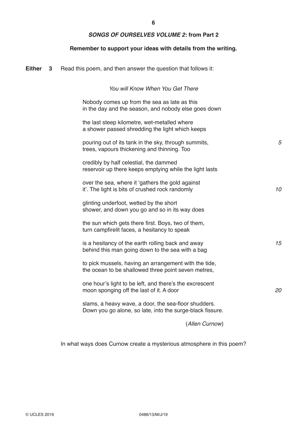 Cambridge IGCSE English - Literature 0486 2019 May/June Paper 1 · Variant 3 question paper, page 6 of 28