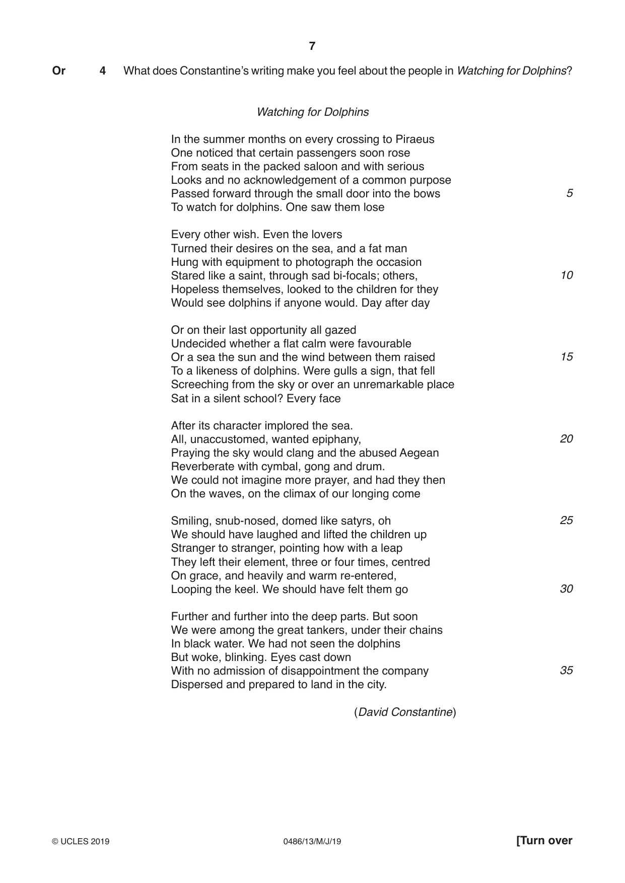 Cambridge IGCSE English - Literature 0486 2019 May/June Paper 1 · Variant 3 question paper, page 7 of 28