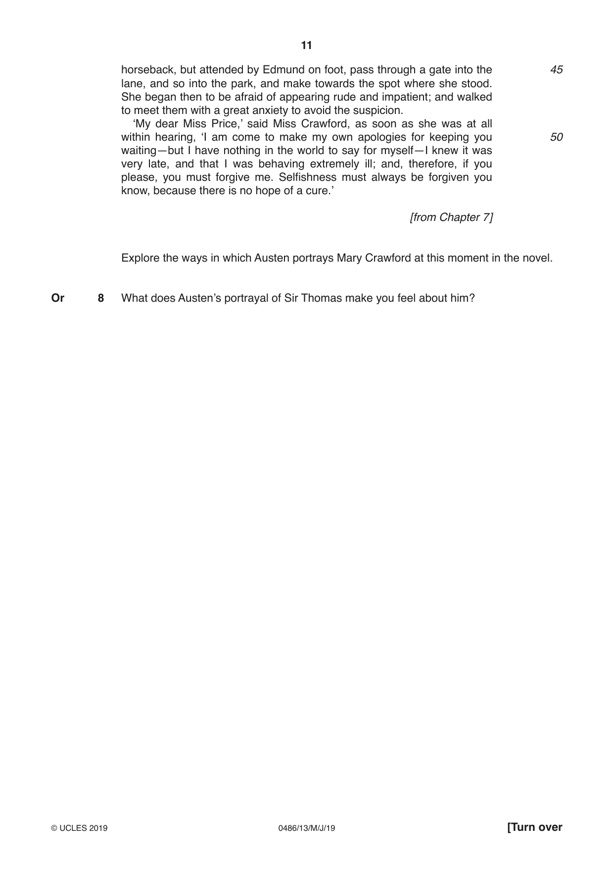 Cambridge IGCSE English - Literature 0486 2019 May/June Paper 1 · Variant 3 question paper, page 11 of 28
