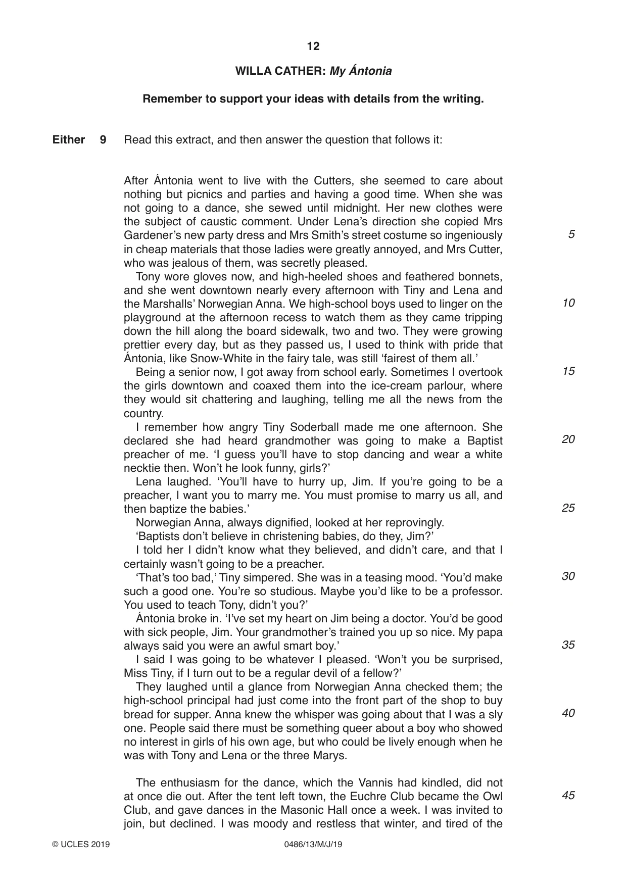 Cambridge IGCSE English - Literature 0486 2019 May/June Paper 1 · Variant 3 question paper, page 12 of 28
