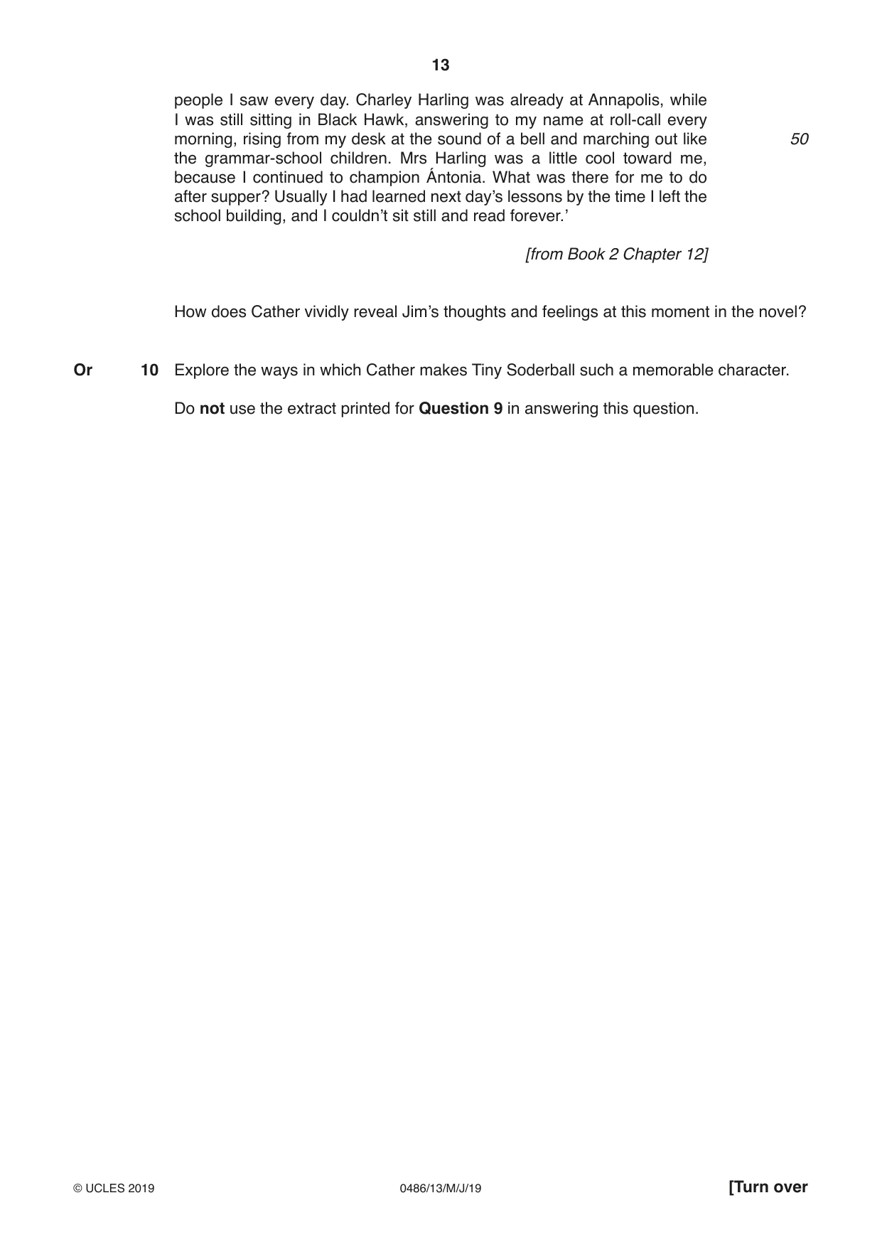 Cambridge IGCSE English - Literature 0486 2019 May/June Paper 1 · Variant 3 question paper, page 13 of 28