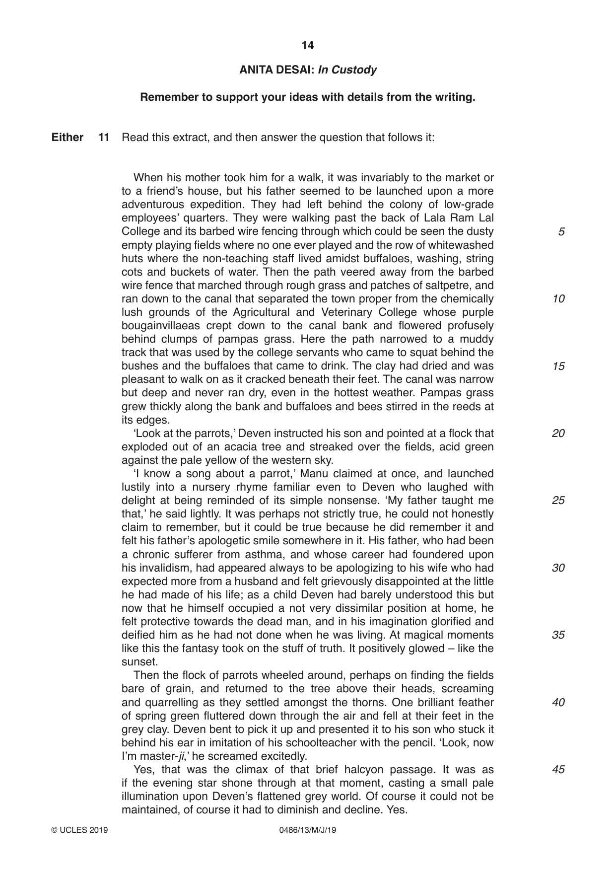 Cambridge IGCSE English - Literature 0486 2019 May/June Paper 1 · Variant 3 question paper, page 14 of 28