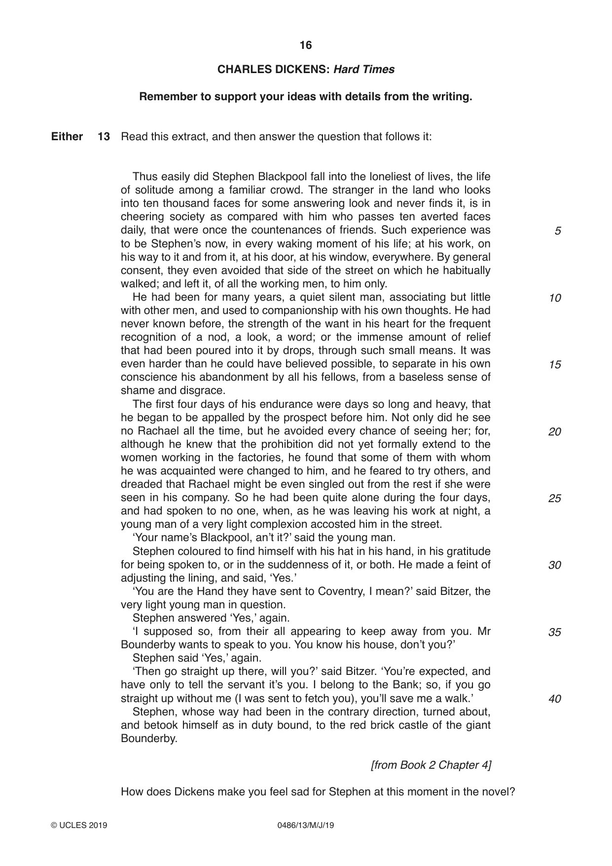 Cambridge IGCSE English - Literature 0486 2019 May/June Paper 1 · Variant 3 question paper, page 16 of 28