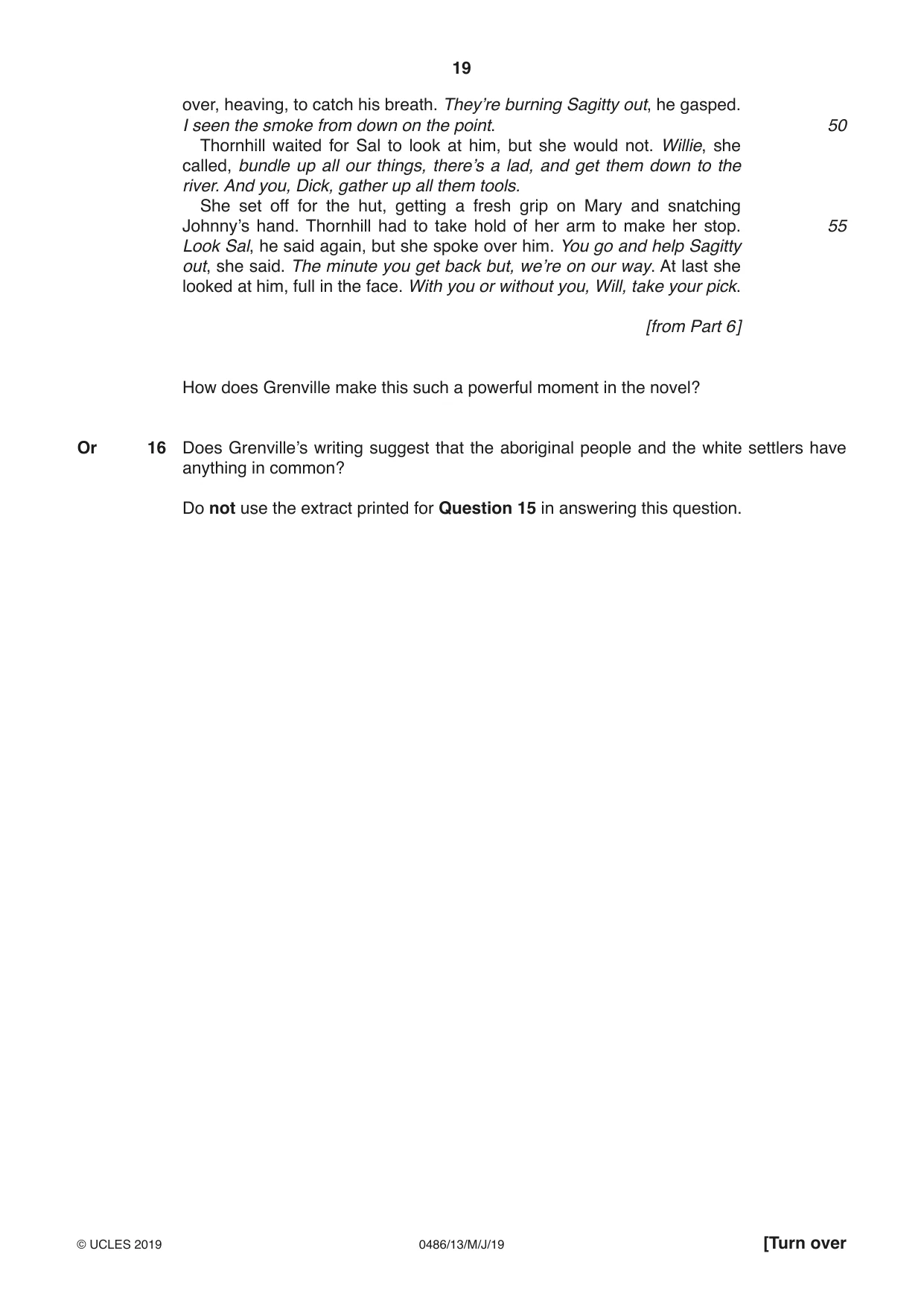 Cambridge IGCSE English - Literature 0486 2019 May/June Paper 1 · Variant 3 question paper, page 19 of 28