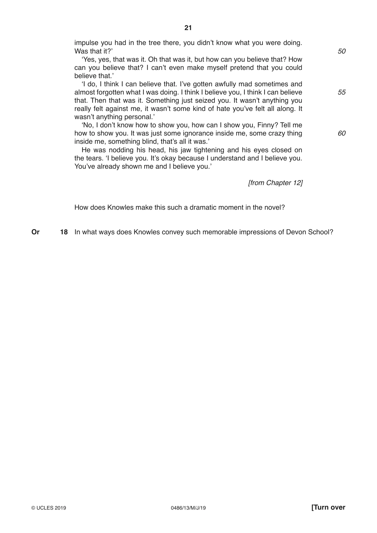 Cambridge IGCSE English - Literature 0486 2019 May/June Paper 1 · Variant 3 question paper, page 21 of 28