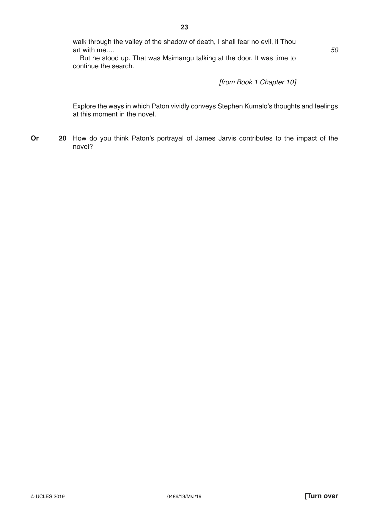 Cambridge IGCSE English - Literature 0486 2019 May/June Paper 1 · Variant 3 question paper, page 23 of 28