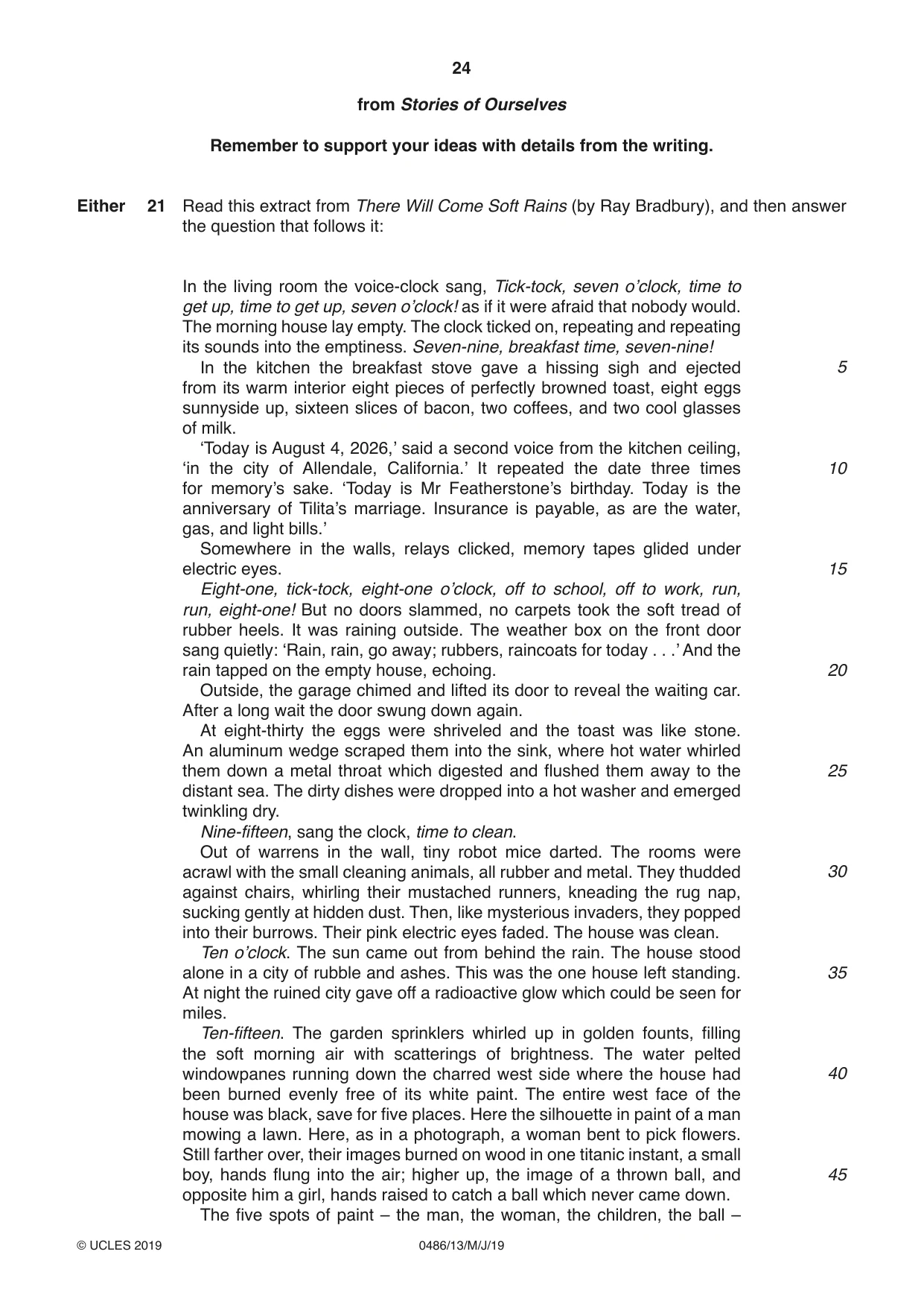 Cambridge IGCSE English - Literature 0486 2019 May/June Paper 1 · Variant 3 question paper, page 24 of 28