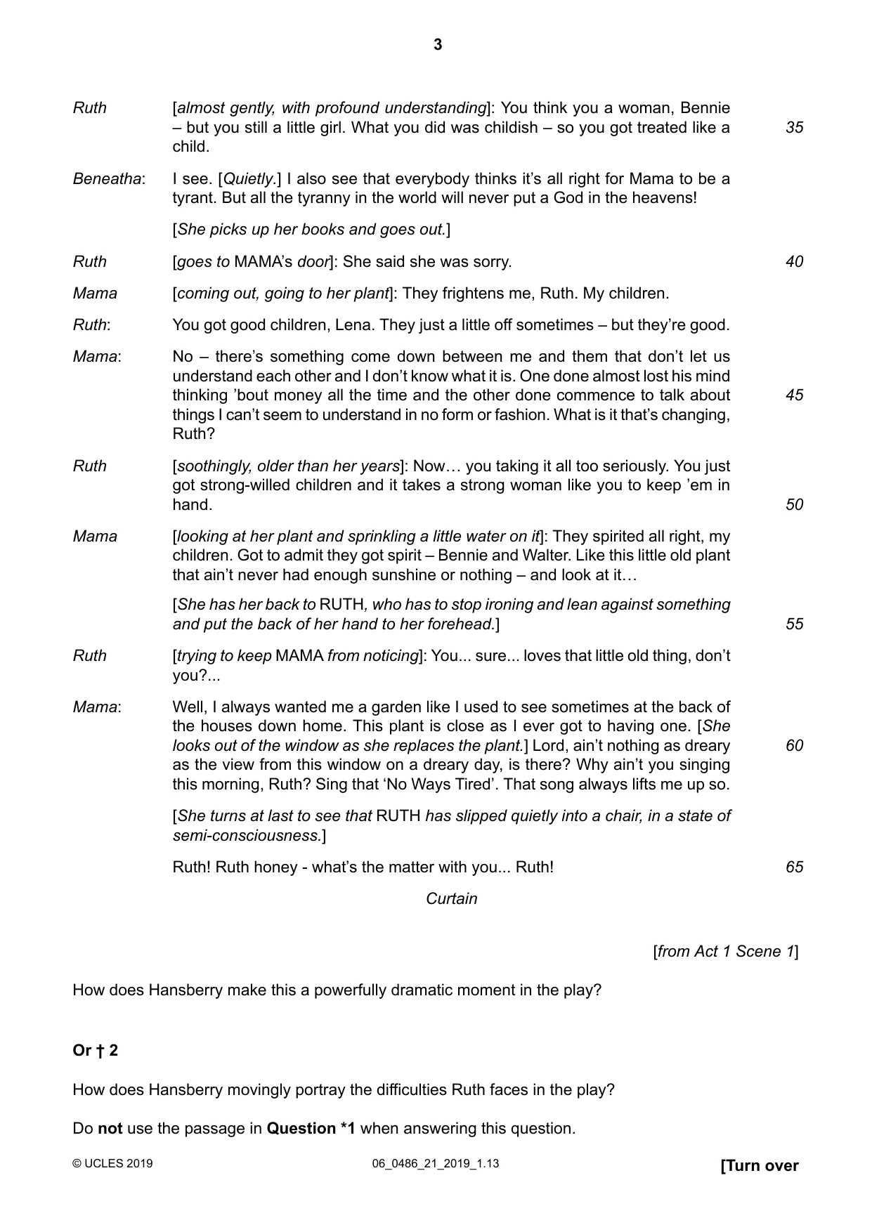 Cambridge IGCSE English - Literature 0486 2019 May/June Paper 2 · Variant 1 question paper, page 3 of 12