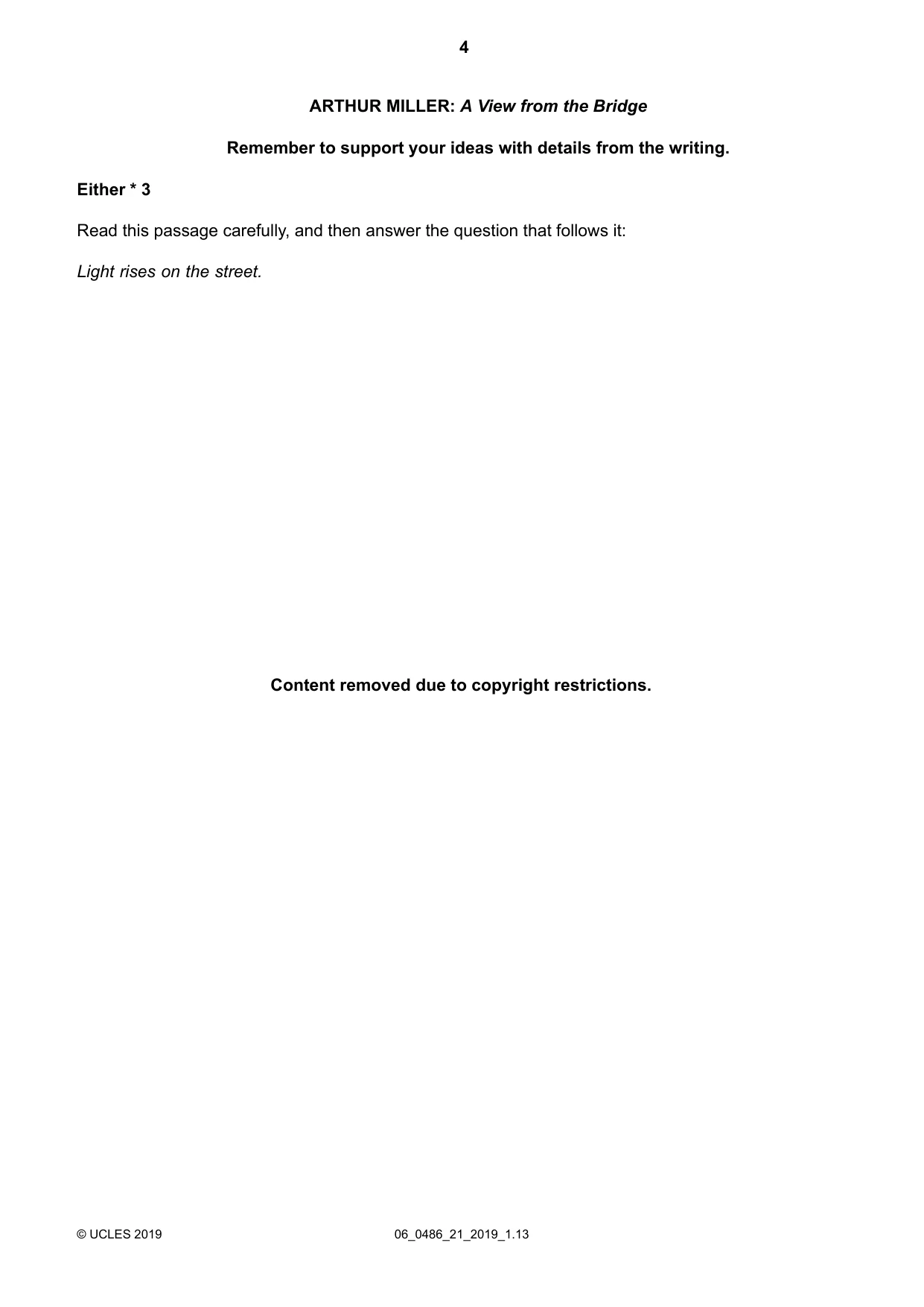 Cambridge IGCSE English - Literature 0486 2019 May/June Paper 2 · Variant 1 question paper, page 4 of 12