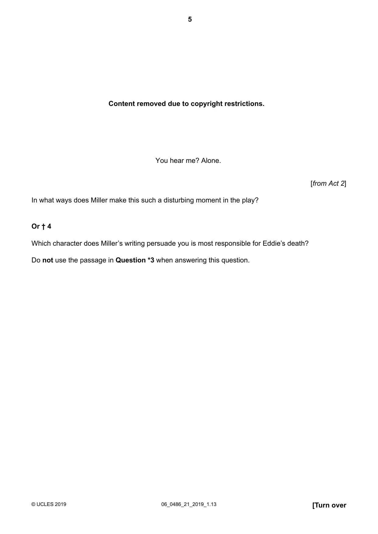 Cambridge IGCSE English - Literature 0486 2019 May/June Paper 2 · Variant 1 question paper, page 5 of 12