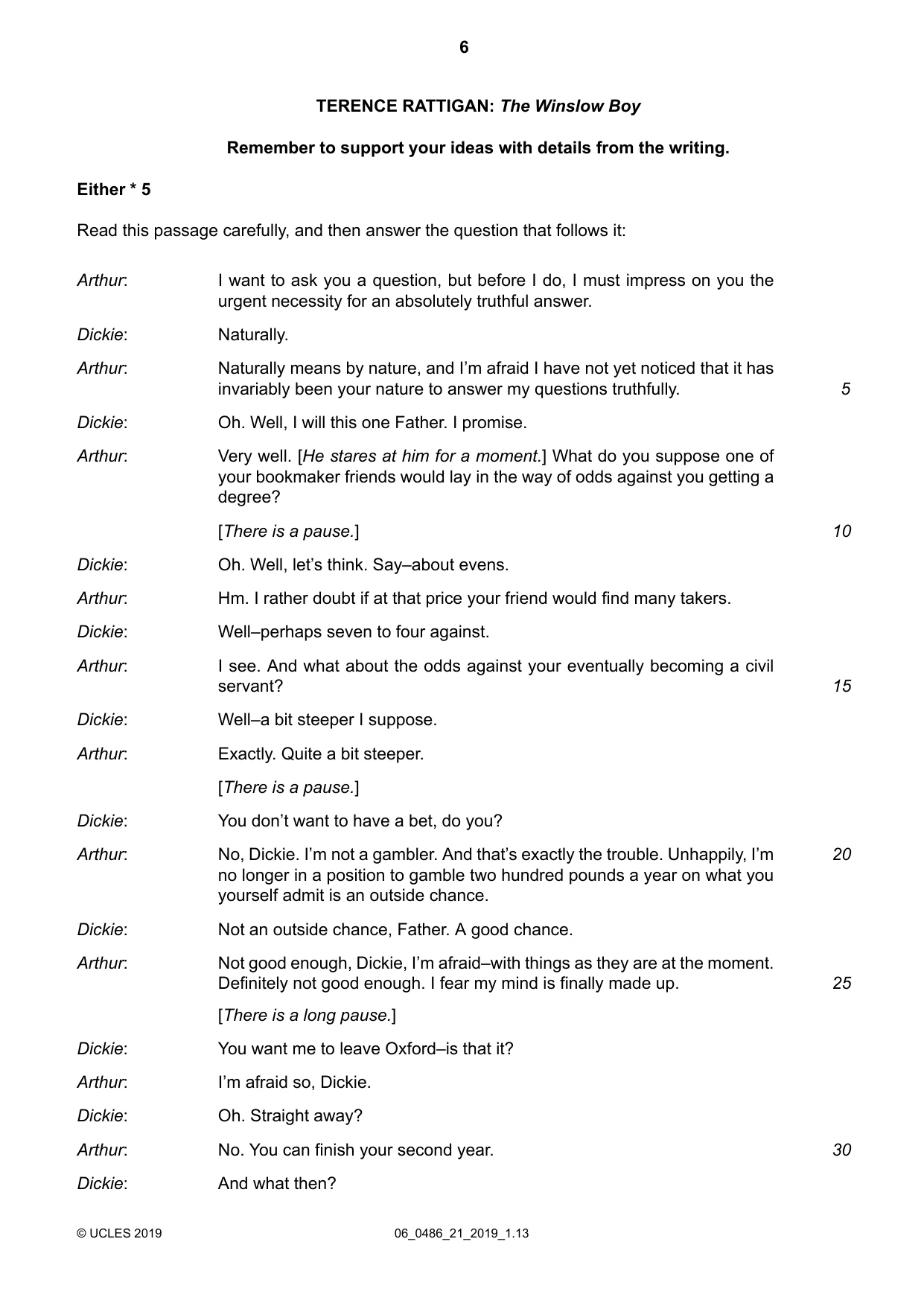 Cambridge IGCSE English - Literature 0486 2019 May/June Paper 2 · Variant 1 question paper, page 6 of 12
