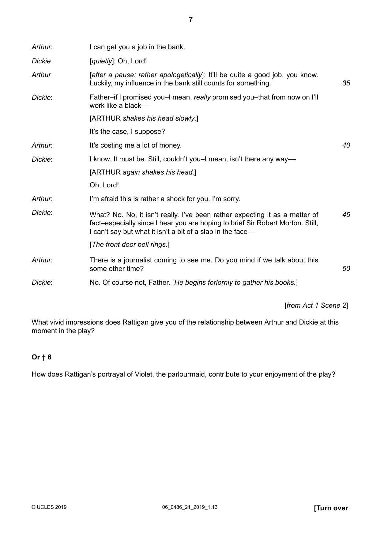 Cambridge IGCSE English - Literature 0486 2019 May/June Paper 2 · Variant 1 question paper, page 7 of 12