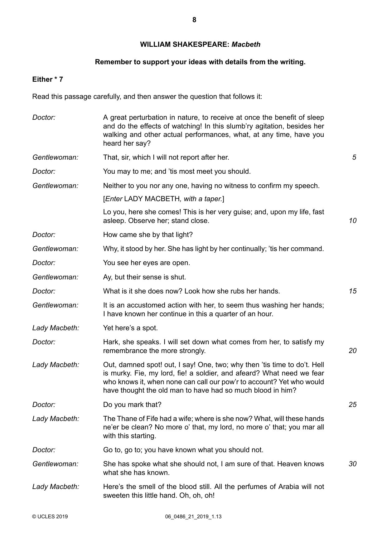 Cambridge IGCSE English - Literature 0486 2019 May/June Paper 2 · Variant 1 question paper, page 8 of 12