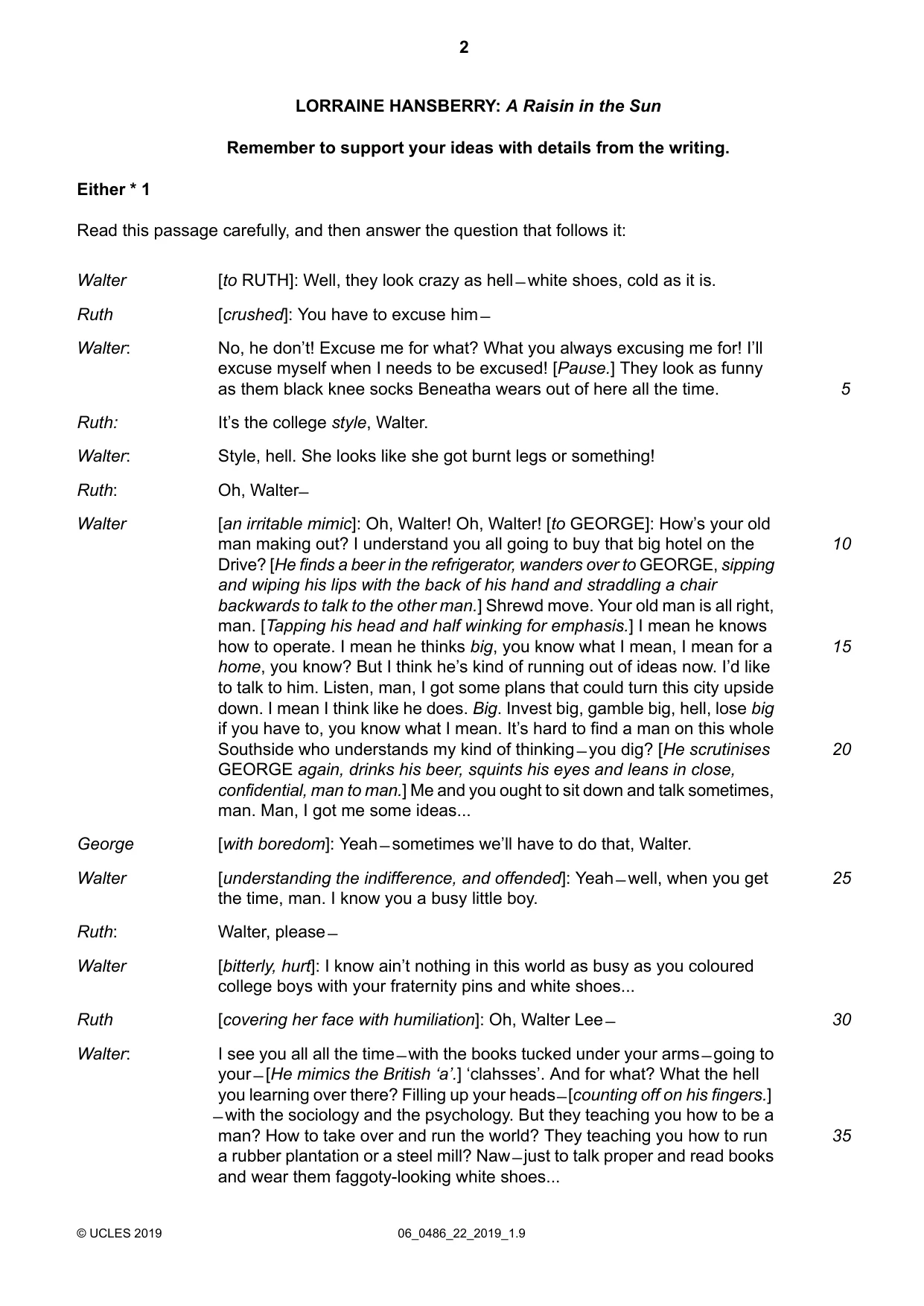 Cambridge IGCSE English - Literature 0486 2019 May/June Paper 2 · Variant 2 question paper, page 2 of 16