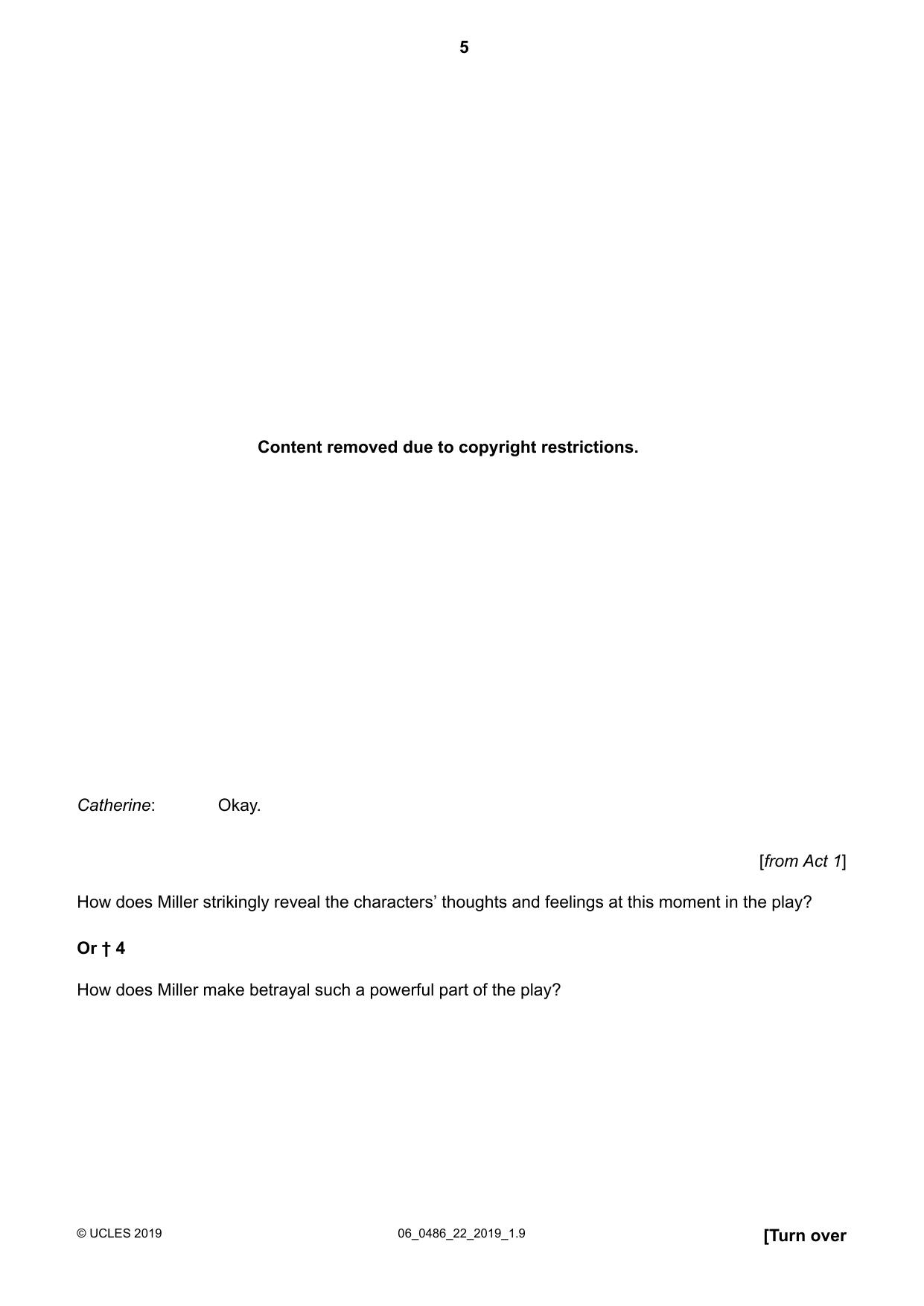 Cambridge IGCSE English - Literature 0486 2019 May/June Paper 2 · Variant 2 question paper, page 5 of 16
