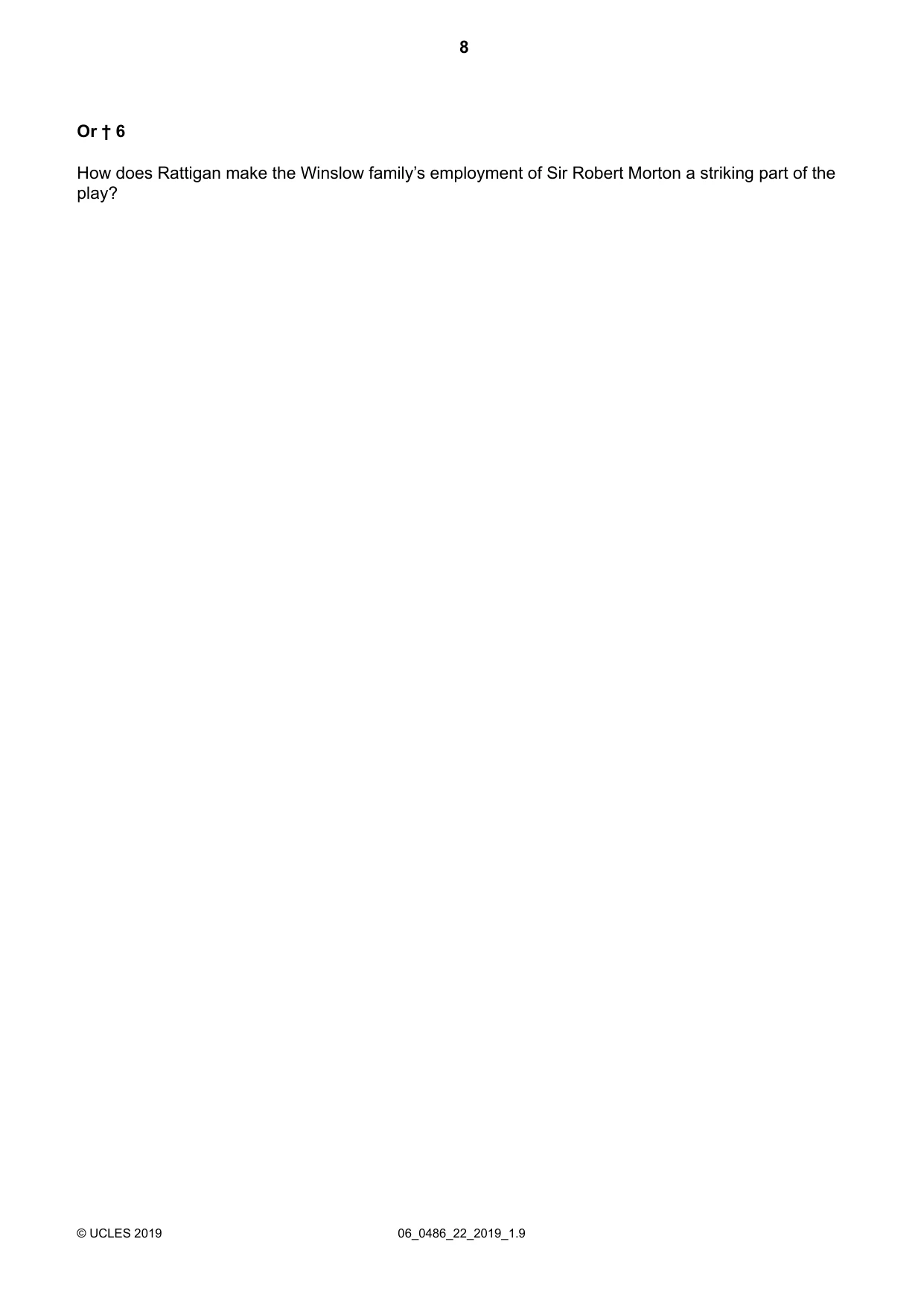 Cambridge IGCSE English - Literature 0486 2019 May/June Paper 2 · Variant 2 question paper, page 8 of 16