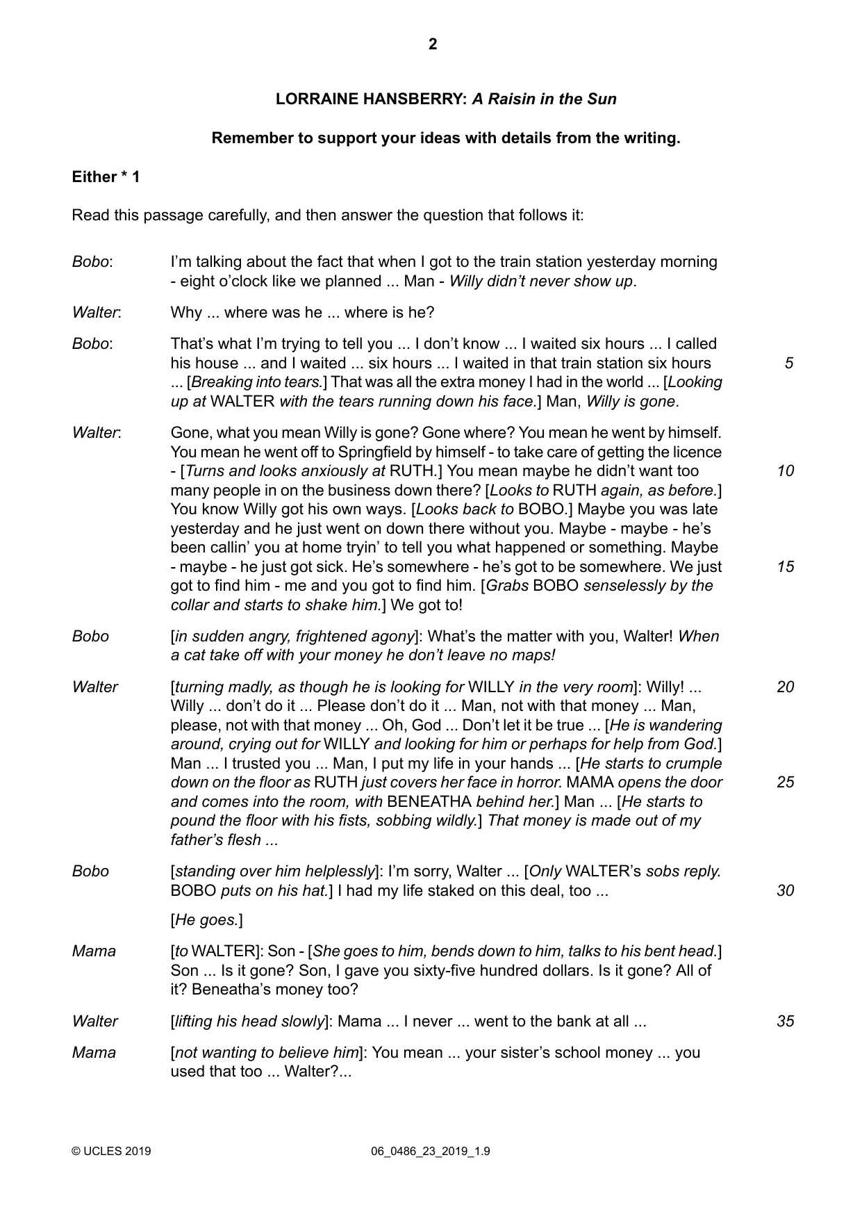 Cambridge IGCSE English - Literature 0486 2019 May/June Paper 2 · Variant 3 question paper, page 2 of 12
