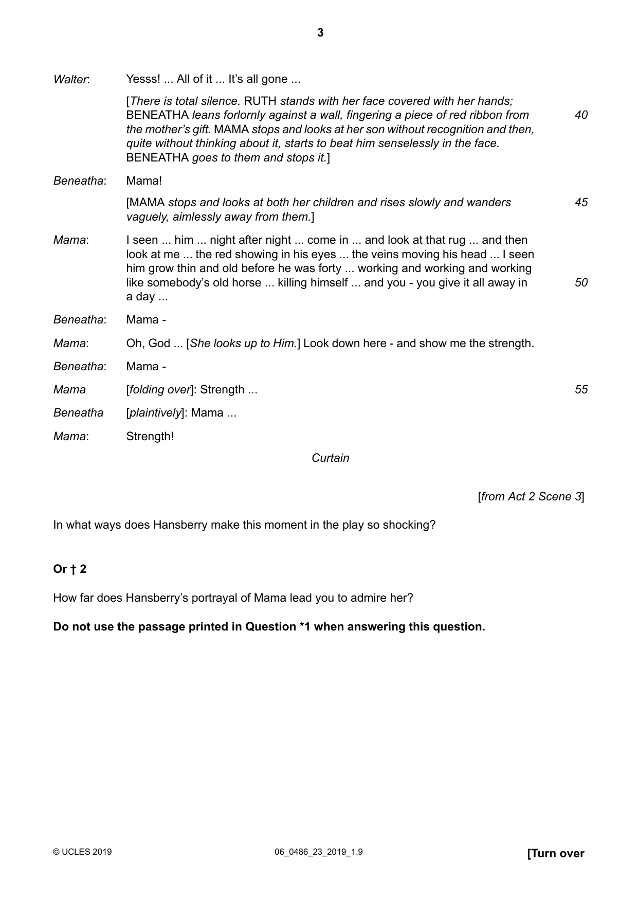 Cambridge IGCSE English - Literature 0486 2019 May/June Paper 2 · Variant 3 question paper, page 3 of 12