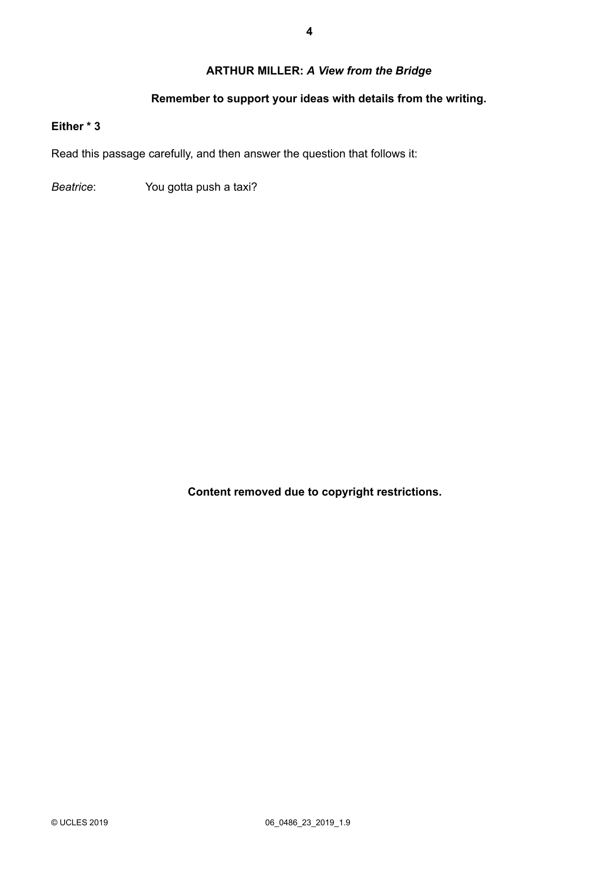 Cambridge IGCSE English - Literature 0486 2019 May/June Paper 2 · Variant 3 question paper, page 4 of 12