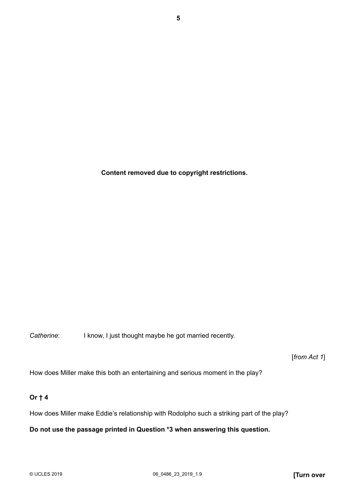 Cambridge IGCSE English - Literature 0486 2019 May/June Paper 2 · Variant 3 question paper, page 5 of 12