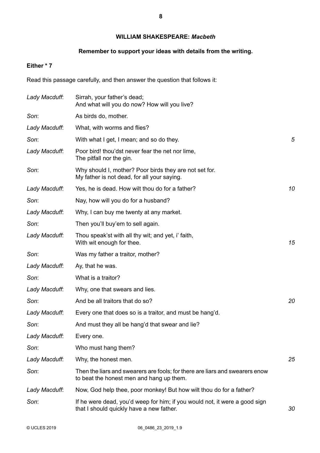 Cambridge IGCSE English - Literature 0486 2019 May/June Paper 2 · Variant 3 question paper, page 8 of 12