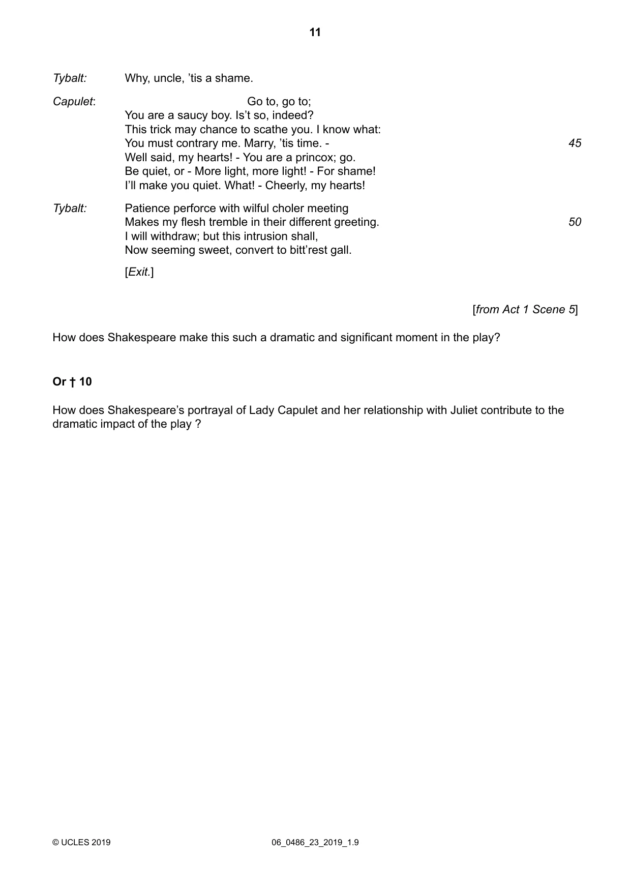 Cambridge IGCSE English - Literature 0486 2019 May/June Paper 2 · Variant 3 question paper, page 11 of 12