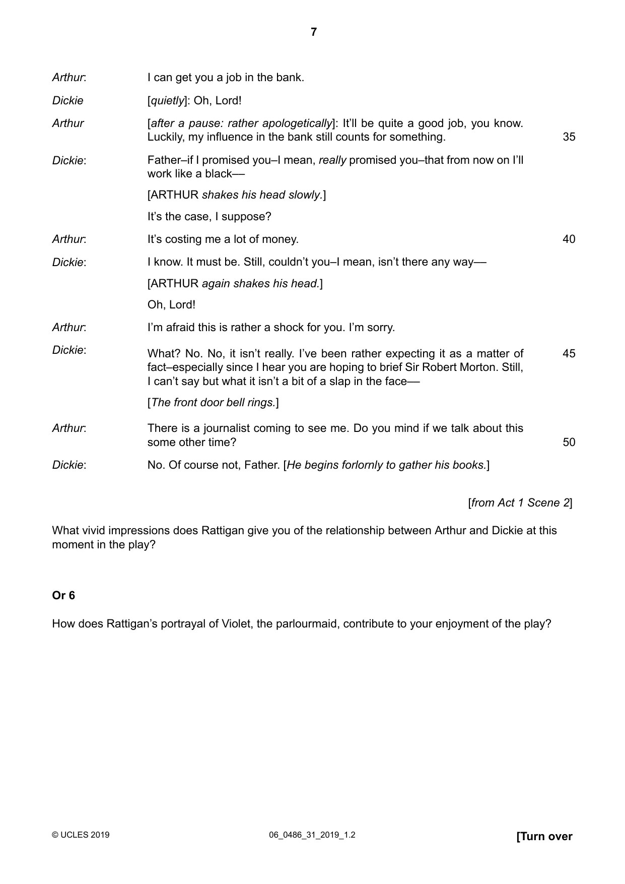 Cambridge IGCSE English - Literature 0486 2019 May/June Paper 3 · Variant 1 question paper, page 7 of 12